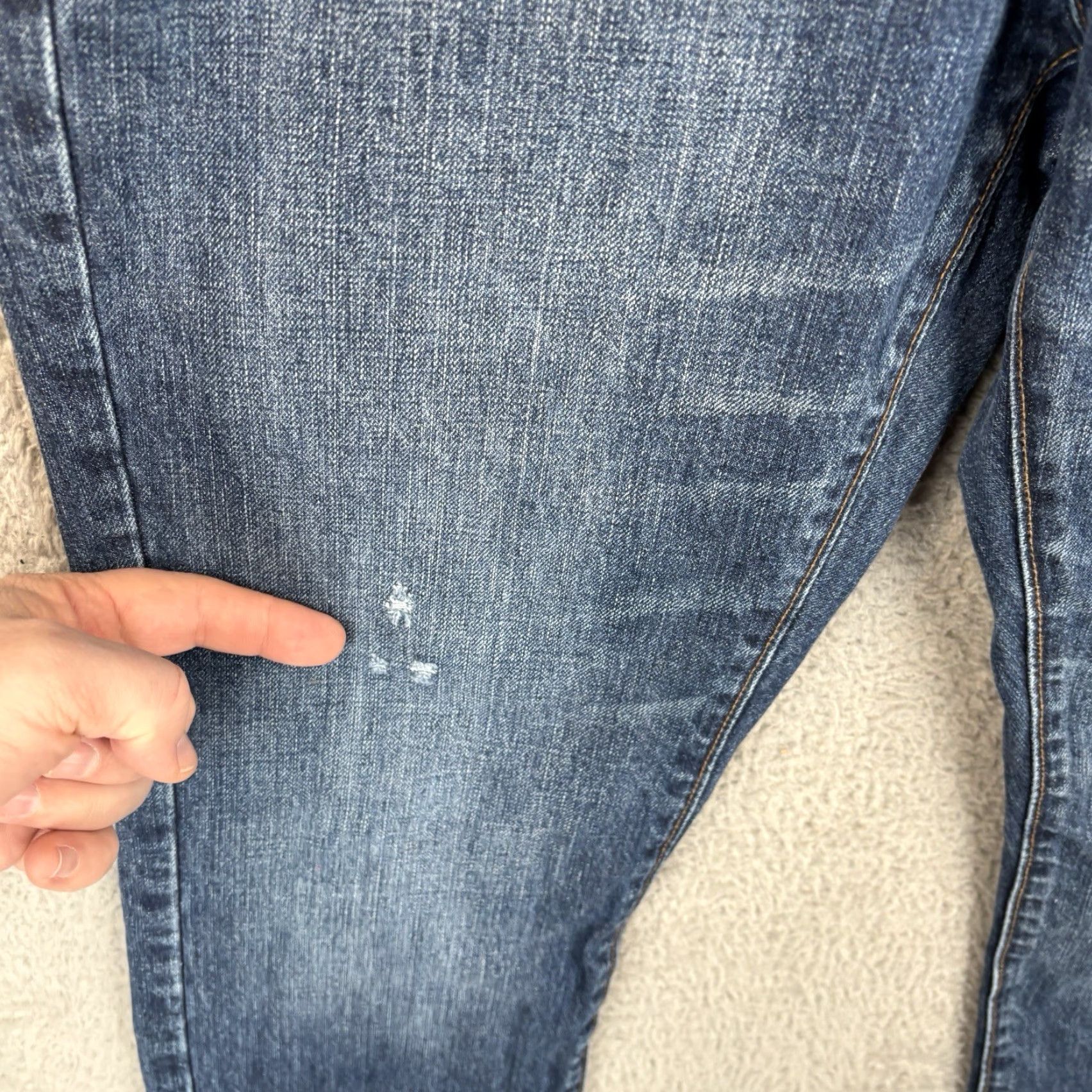 J.Crew VINTAGE (not applicable) J. Crew 484 Slim Fit Jeans Mens 33x32 Blue Denim Whiskered 100% Cotton Comfort Stretch Denim Shirt? Size US 33 - 3 Thumbnail