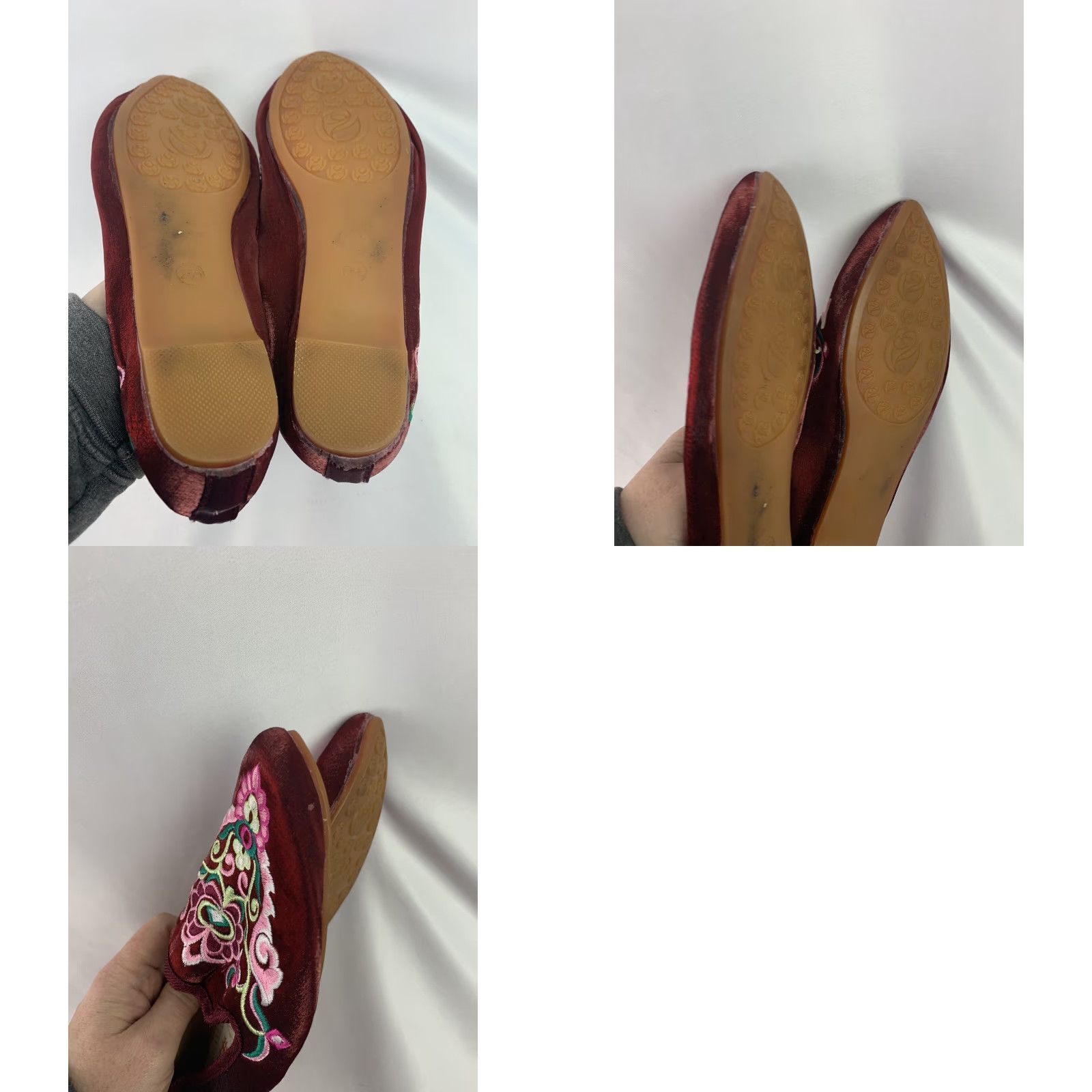 Vintage VINTAGE 8 Women's Silky Burgundy Pink Embroidered Slip on Loafers Flats Pointed Toe Size US 8 / IT 38 - 8 Thumbnail
