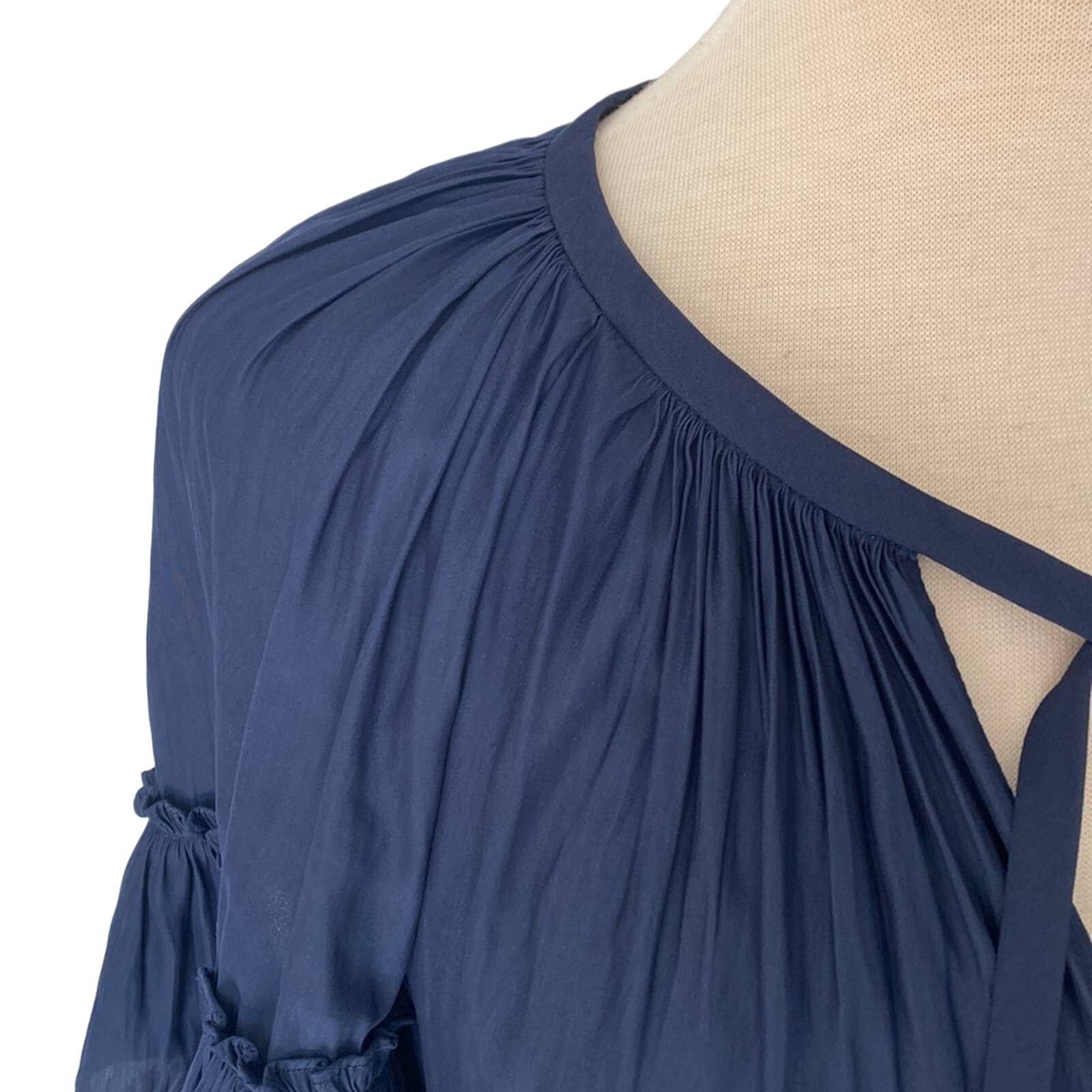 Ramy Brook Ramy Brook Pleated Flutter Sleeve Mini Dress Navy Medium Size M / US 6-8 / IT 42-44 - 4 Thumbnail
