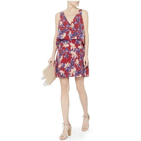 INTERMIX Intermix Silk Dress L Lisette Floral Open Back Flounce Red Size L / US 10 / IT 46 - 4 Thumbnail