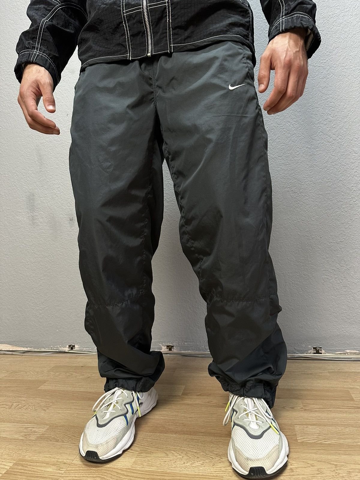 Nike × Vintage Vintage Y2K Nike Nylon Drill Track Pants Logo Embroidered Size US 33 - 2 Thumbnail