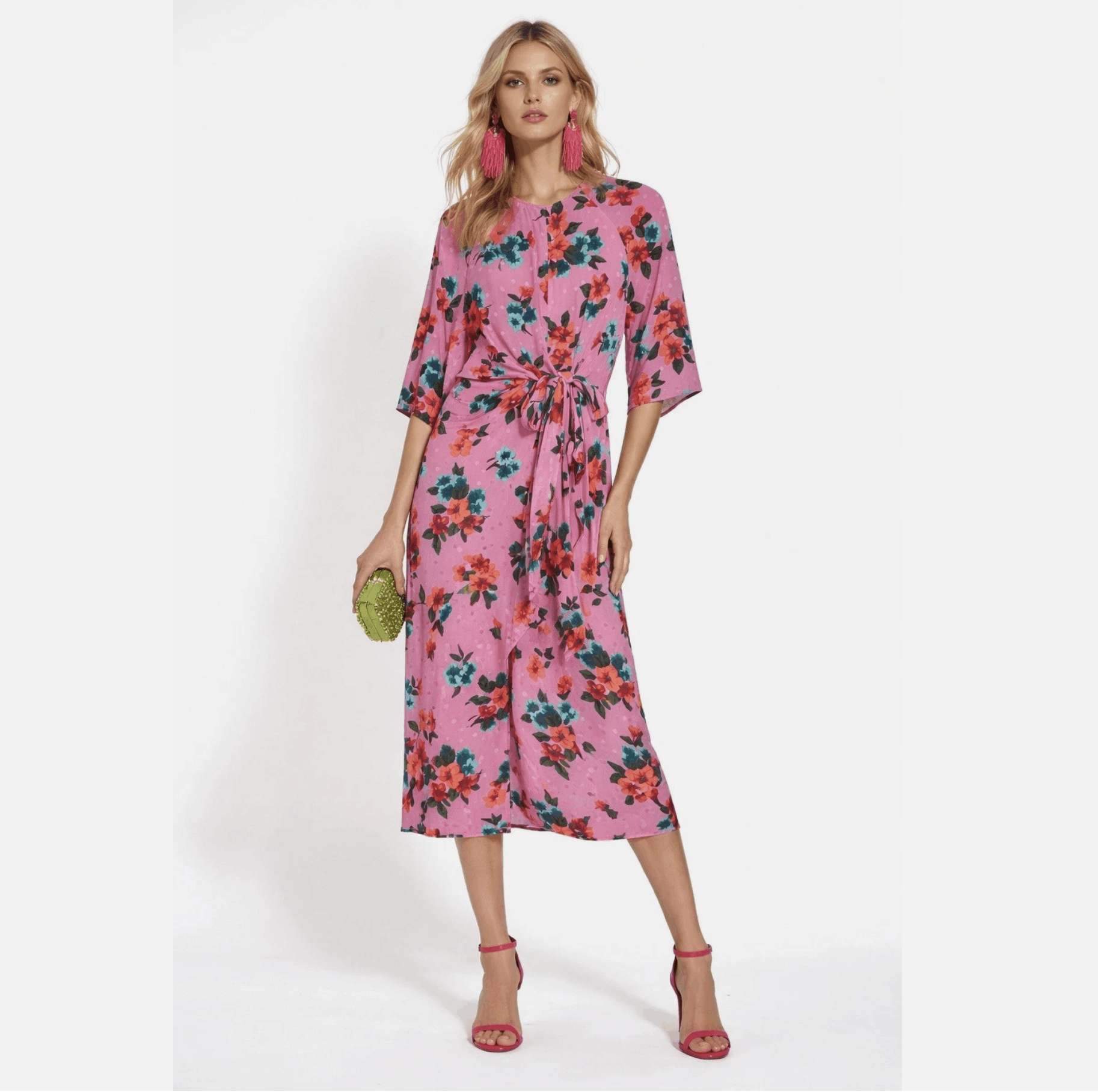 Essentiel Antwerp ESSENTIEL ANTWERP Vayen Draped Detail Silk Midi Dres Size S / US 4 / IT 40 - 1 Thumbnail