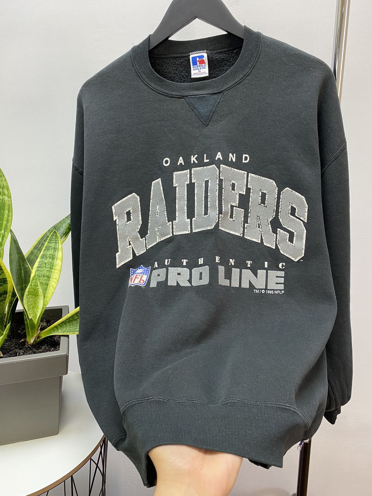 NFL × Russell Athletic × Vintage 1995 RAIDERS FOOTBALL SWEATSHIRT / MADE IN USA RUSSELL Size US XXL / EU 58 / 5 - 12 Thumbnail