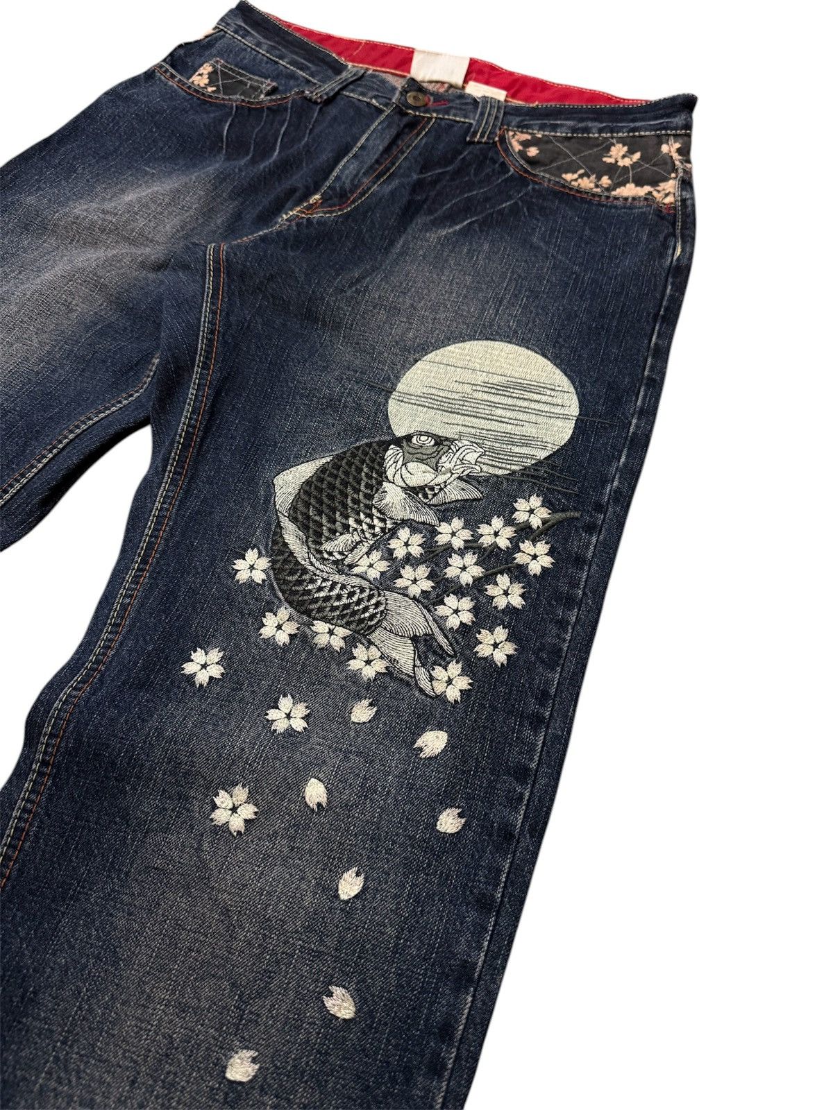 Japanese Brand INFINITY MULTIPOCKET KOI KARAKURI TAMASHII DESIGN DENIM Size US 33 - 10 Thumbnail
