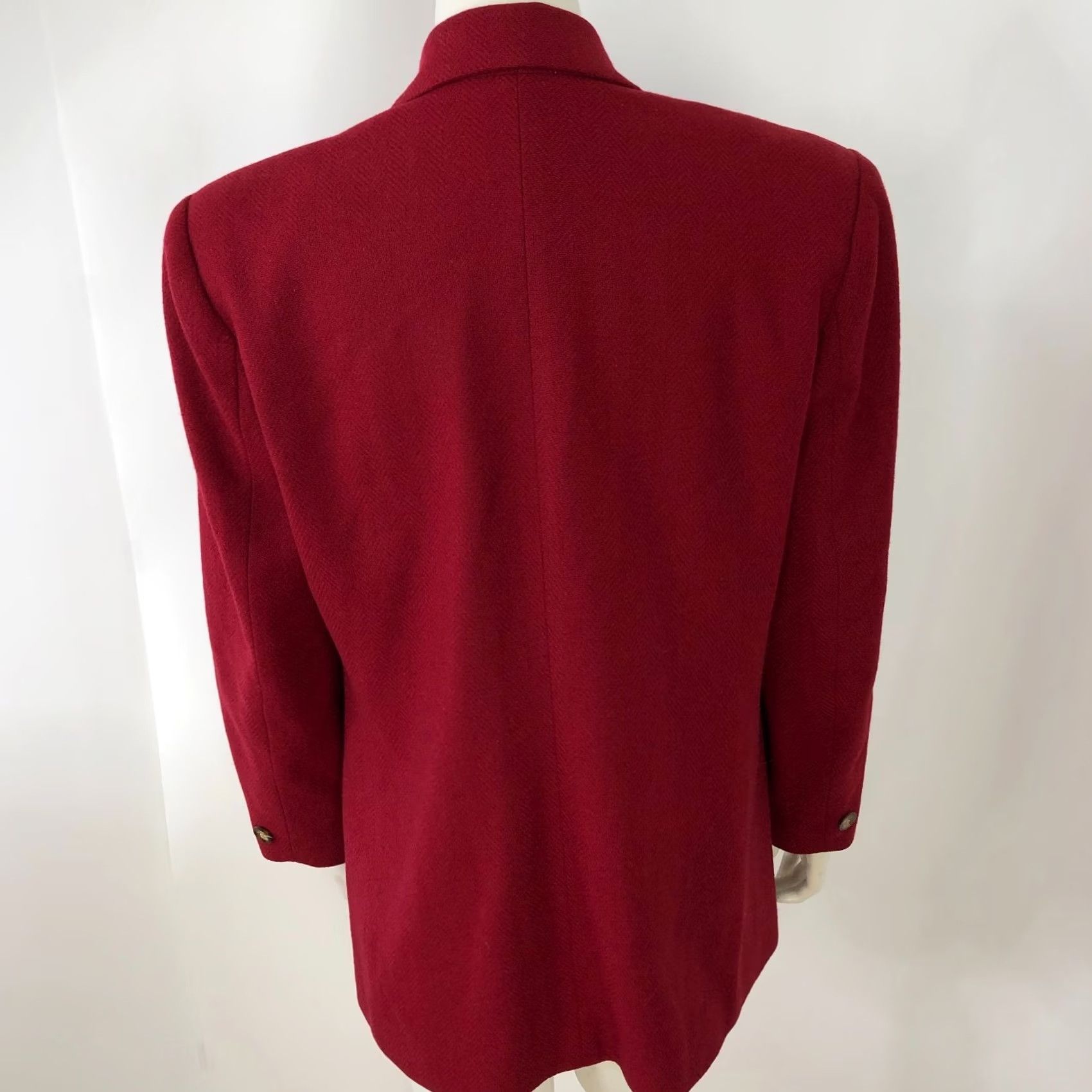 Lands' End Lands' End Blazer Jacket Herringbone Dark Red 100% Wool Two Button Petite 10P Women Summer/Multi-Season Casual/Business Size L / US 10 / IT 46 - 3 Thumbnail