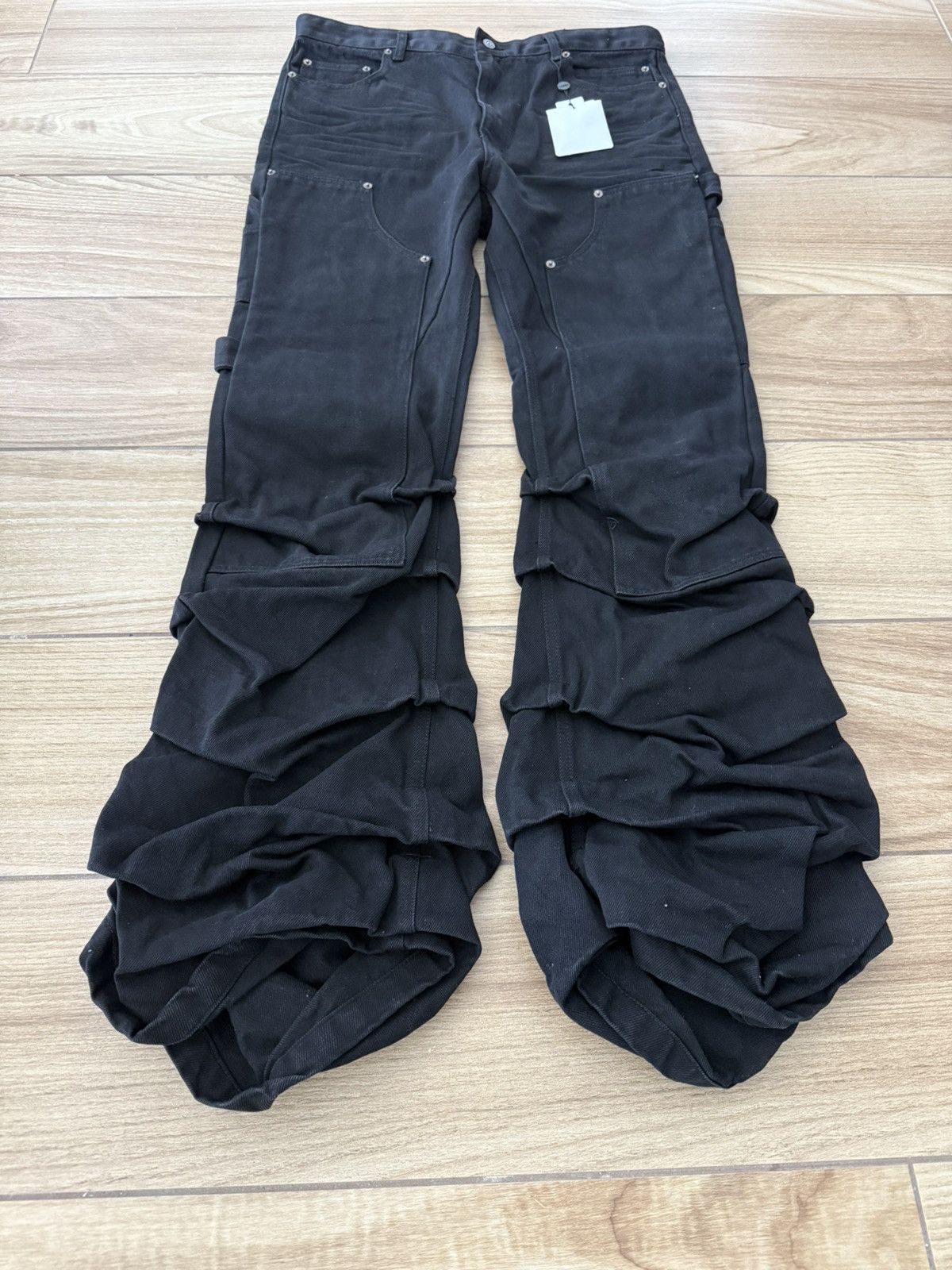 WE11DONE We11done wrinkled low-rise work denim pants Size US 33 - 2 Thumbnail