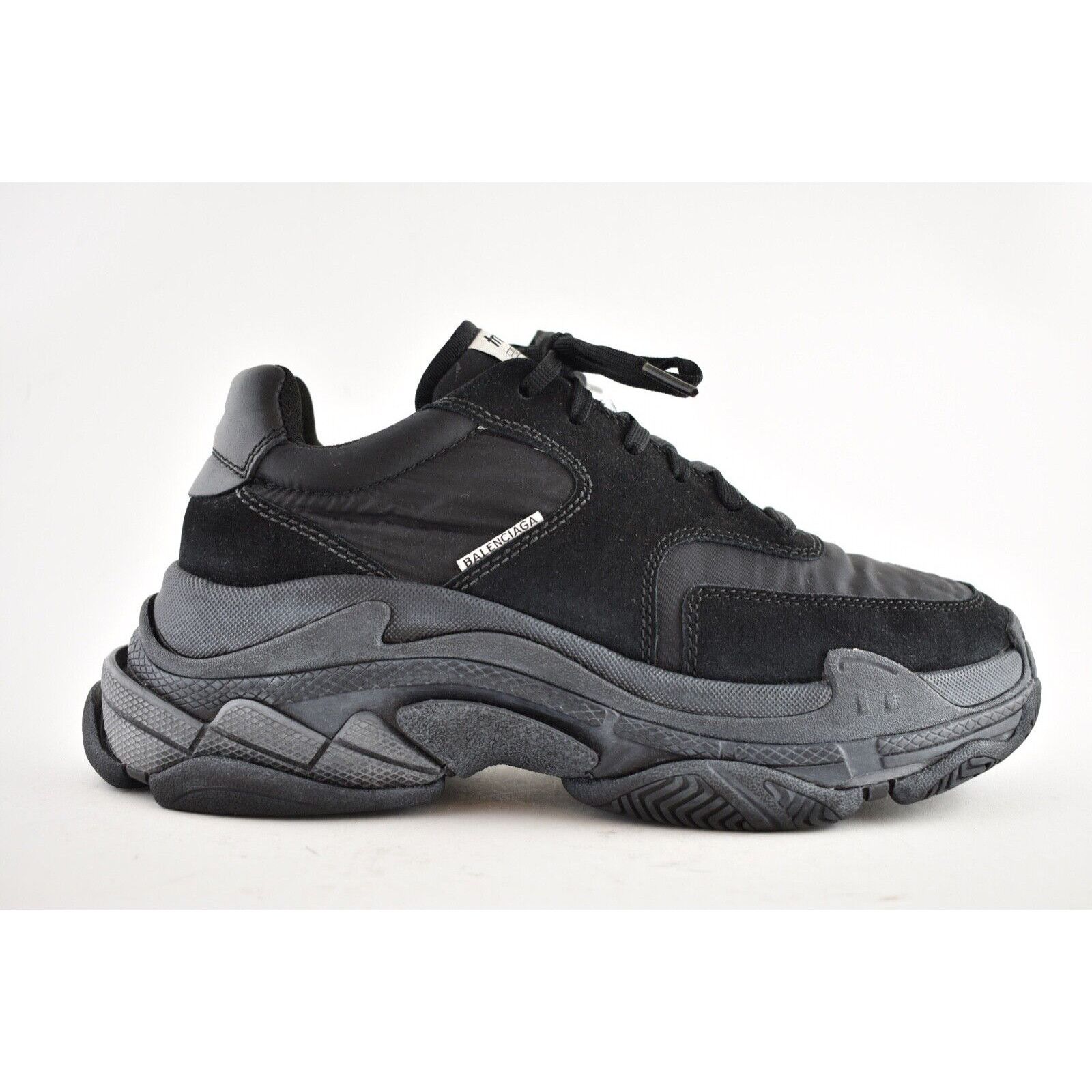 Balenciaga Triple S V2 Noir Suede Nylon Speed Flat Trainer Sneaker 40 Size US 10 / IT 40 - 3 Thumbnail