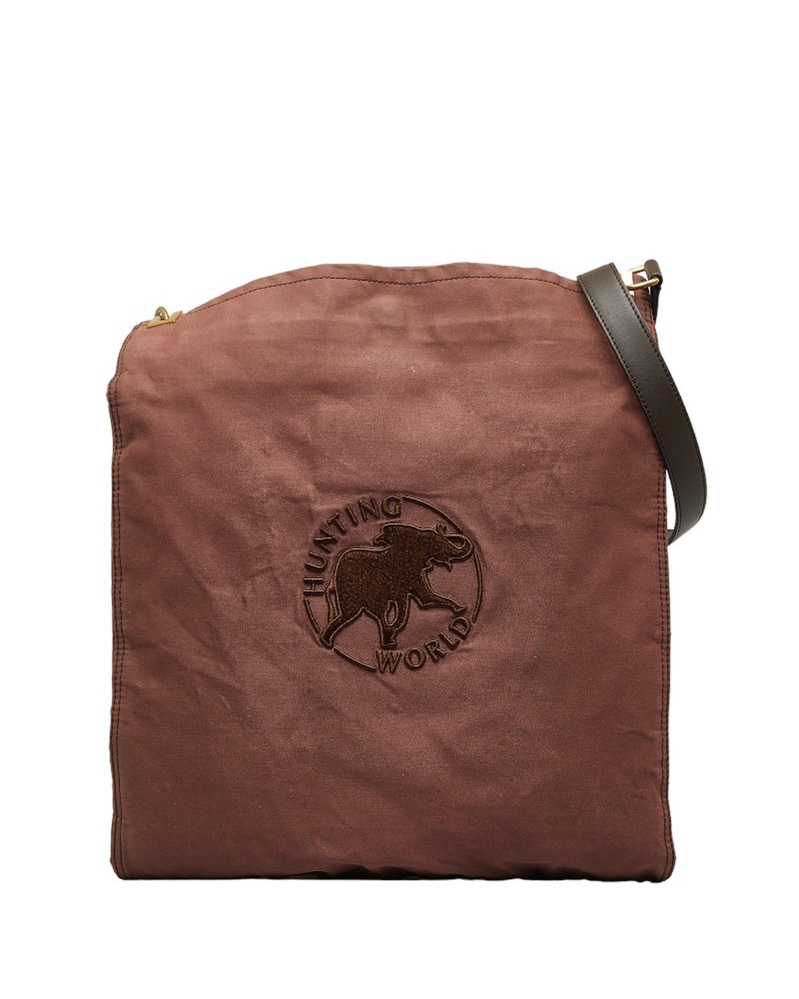 image of Hunting World Canvas Leather Trim Crossbody Bag In Brown, Women's