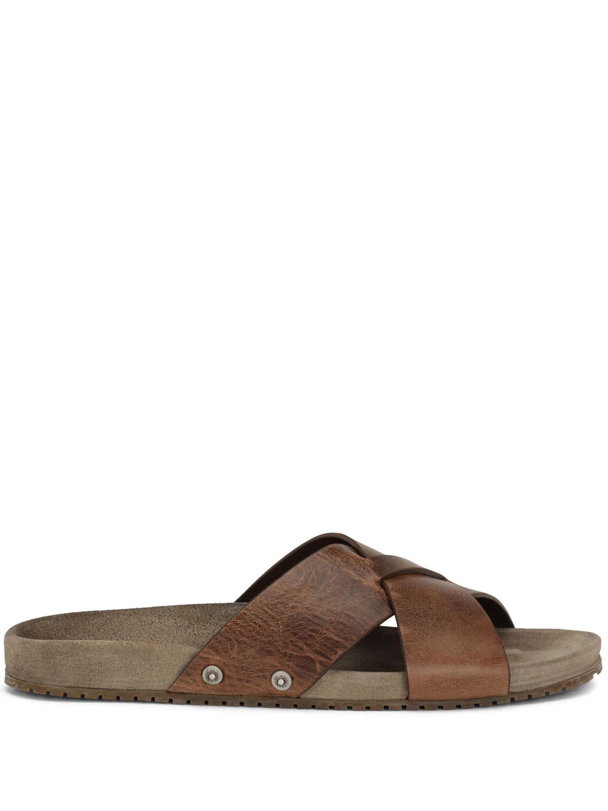 o1y0125 Leather Slippers in Brown