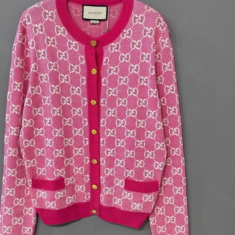 Gucci Gucci Pink full-print gold-button cardigan coat 2506-Nextar Size L / US 10 / IT 46 - 2 Thumbnail