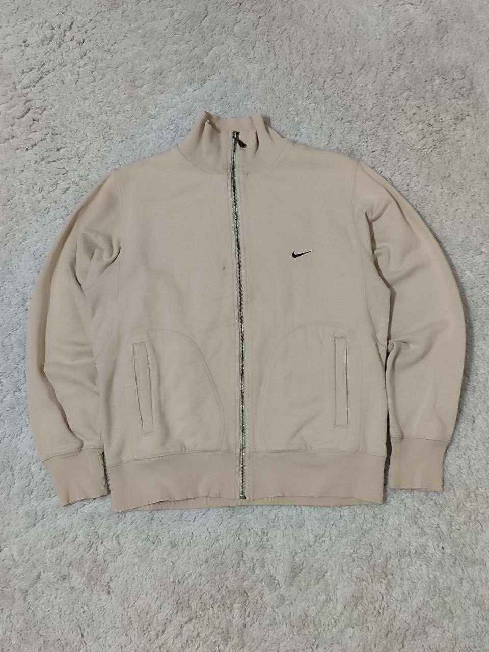 Nike × Vintage 🙉 Vintage Nike Full Zip Sweatshirt Beige 90s Size US S / EU 44-46 / 1 - 1 Thumbnail