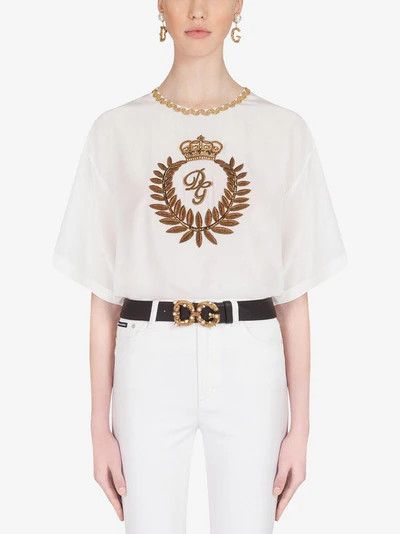Dolce & Gabbana o1y0925 Logo Crewneck T-Shirt in White Size XS / US 0-2 / IT 36-38 - 2 Thumbnail