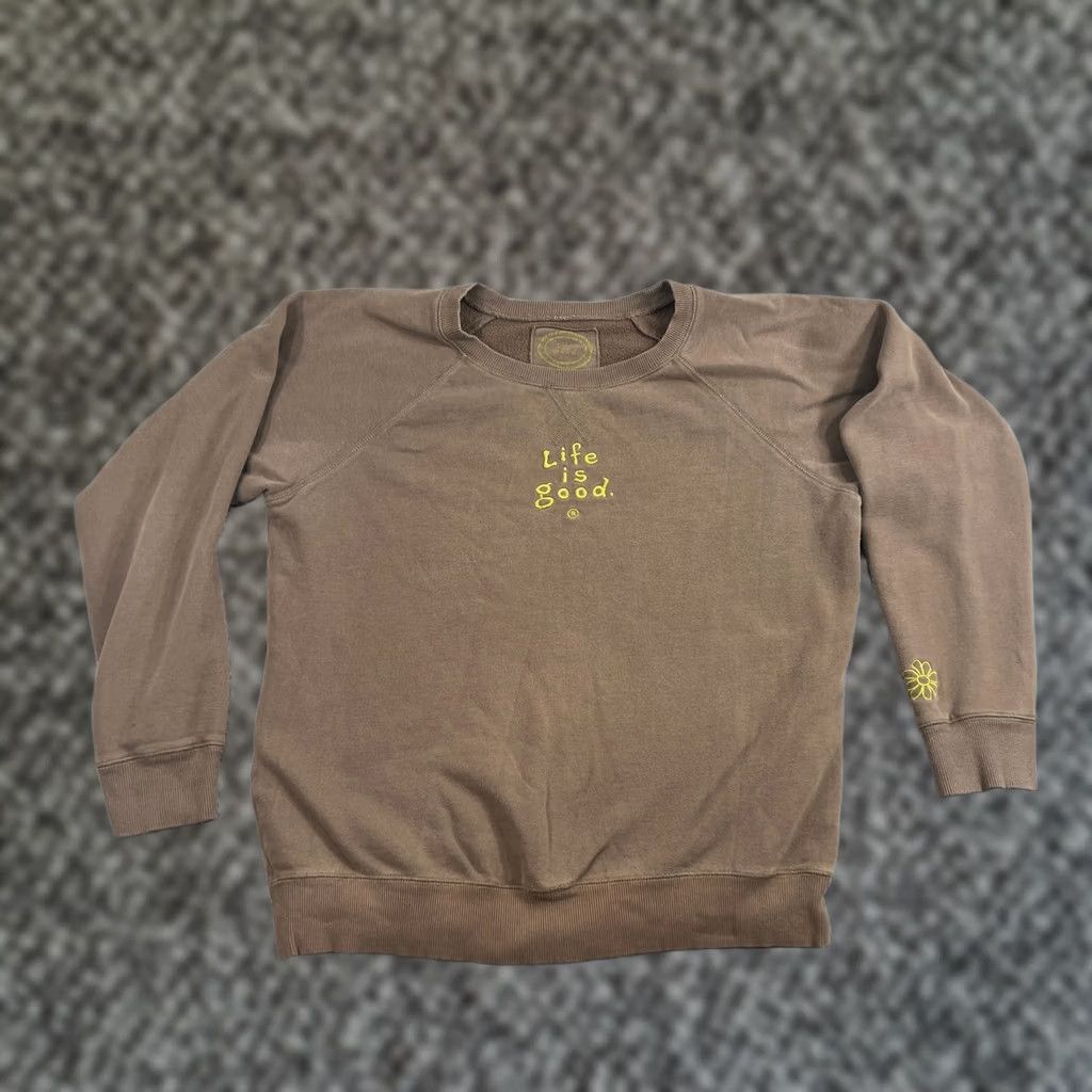 Life is Good Life is Good Shirt Womens L Brown Sweatshirt Crewneck Flower Size L / US 10 / IT 46 - 1 Thumbnail