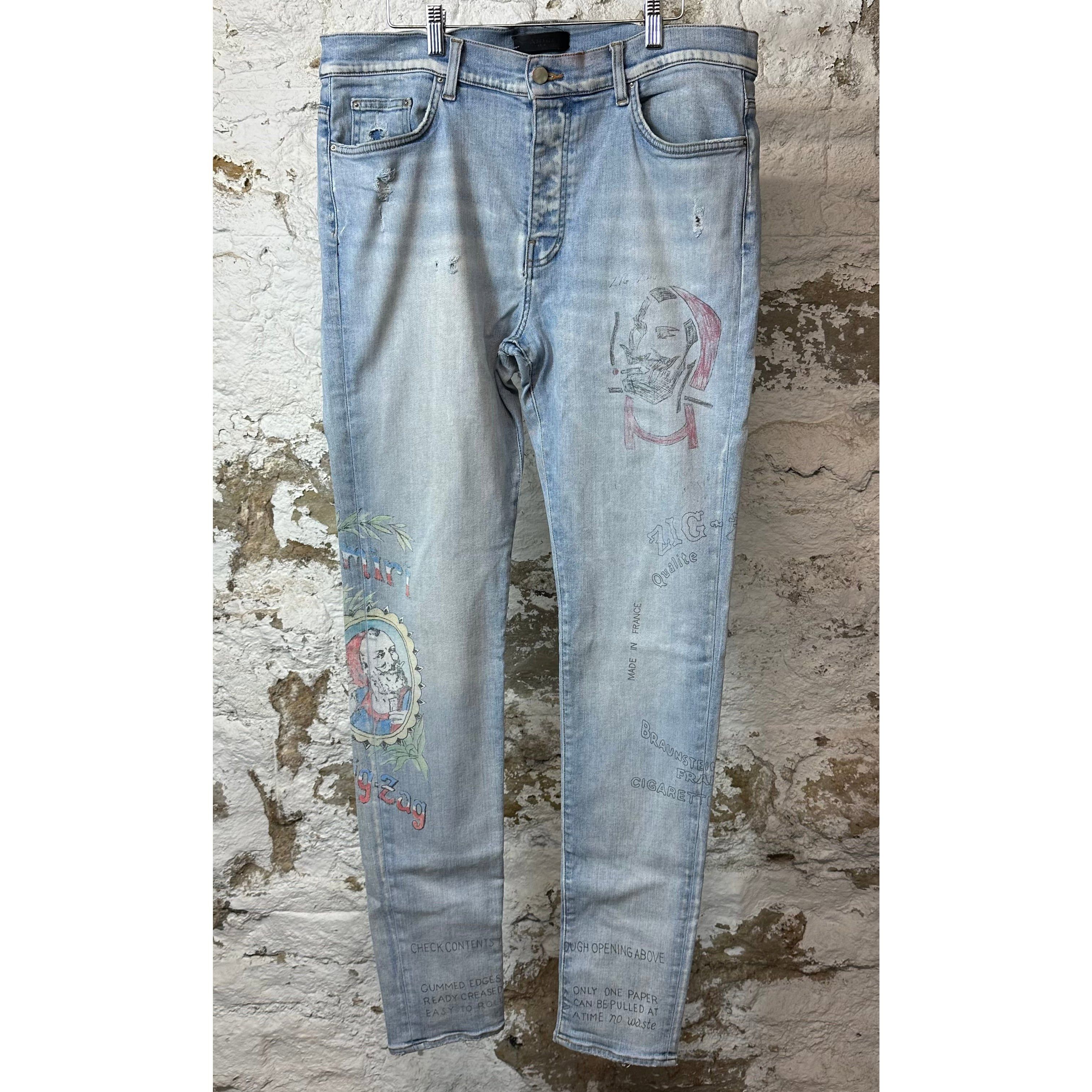 Amiri Amiri Zig Zag Logos Blue Denim Jeans Sz 36 Size US 36 / EU 52 - 1 Thumbnail