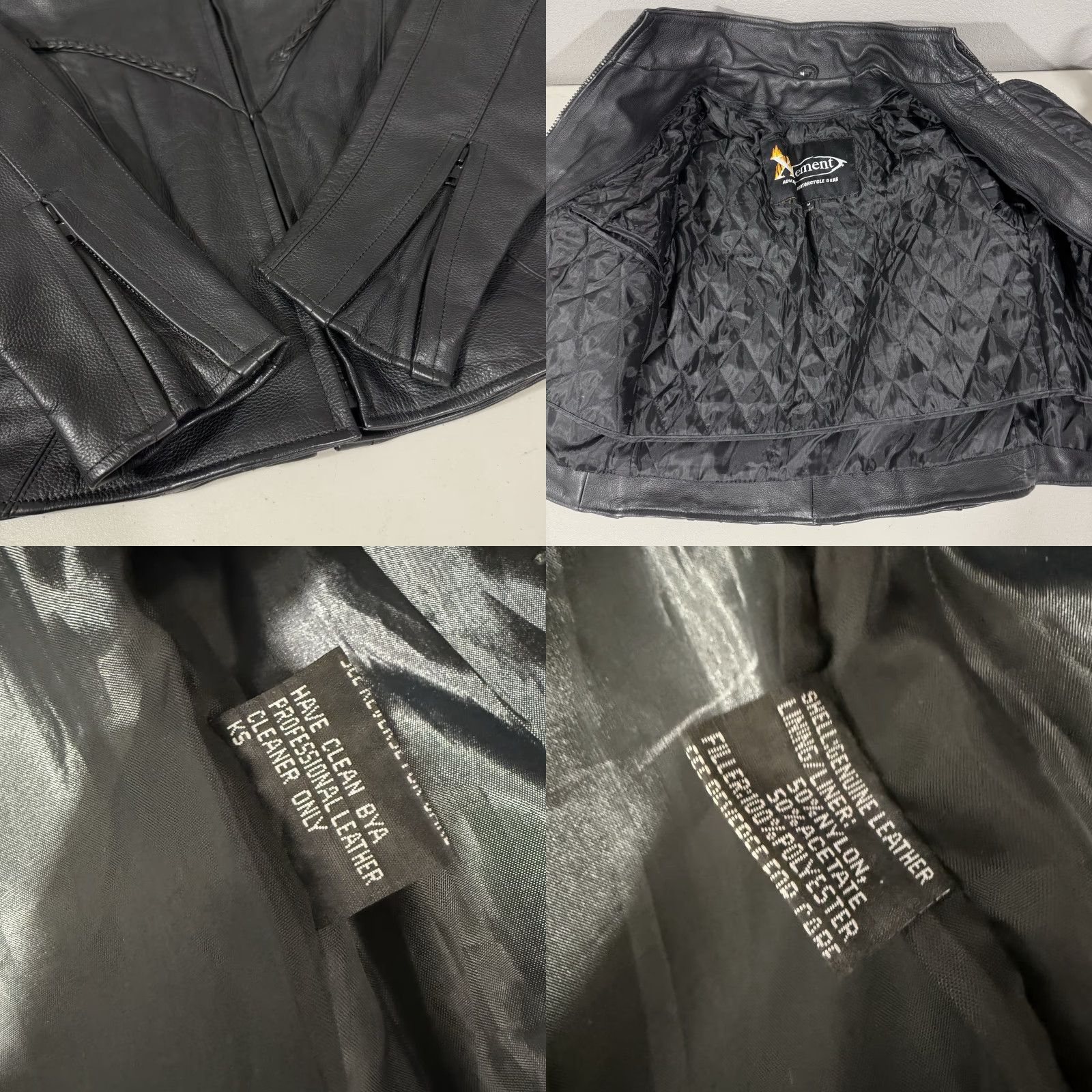 Element Xelement Leather Jacket Women’s M Black Braided Accents Motorcycle Zip Full Zip Ladies Jacket Size M / US 6-8 / IT 42-44 - 8 Thumbnail