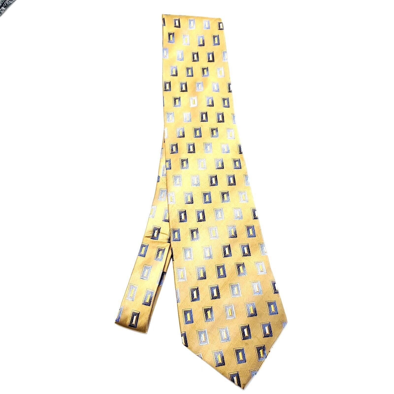 Designer Martin Wong Screenplay Silk Tie Woven Geometric Short Wide Y Size ONE SIZE - 6 Thumbnail