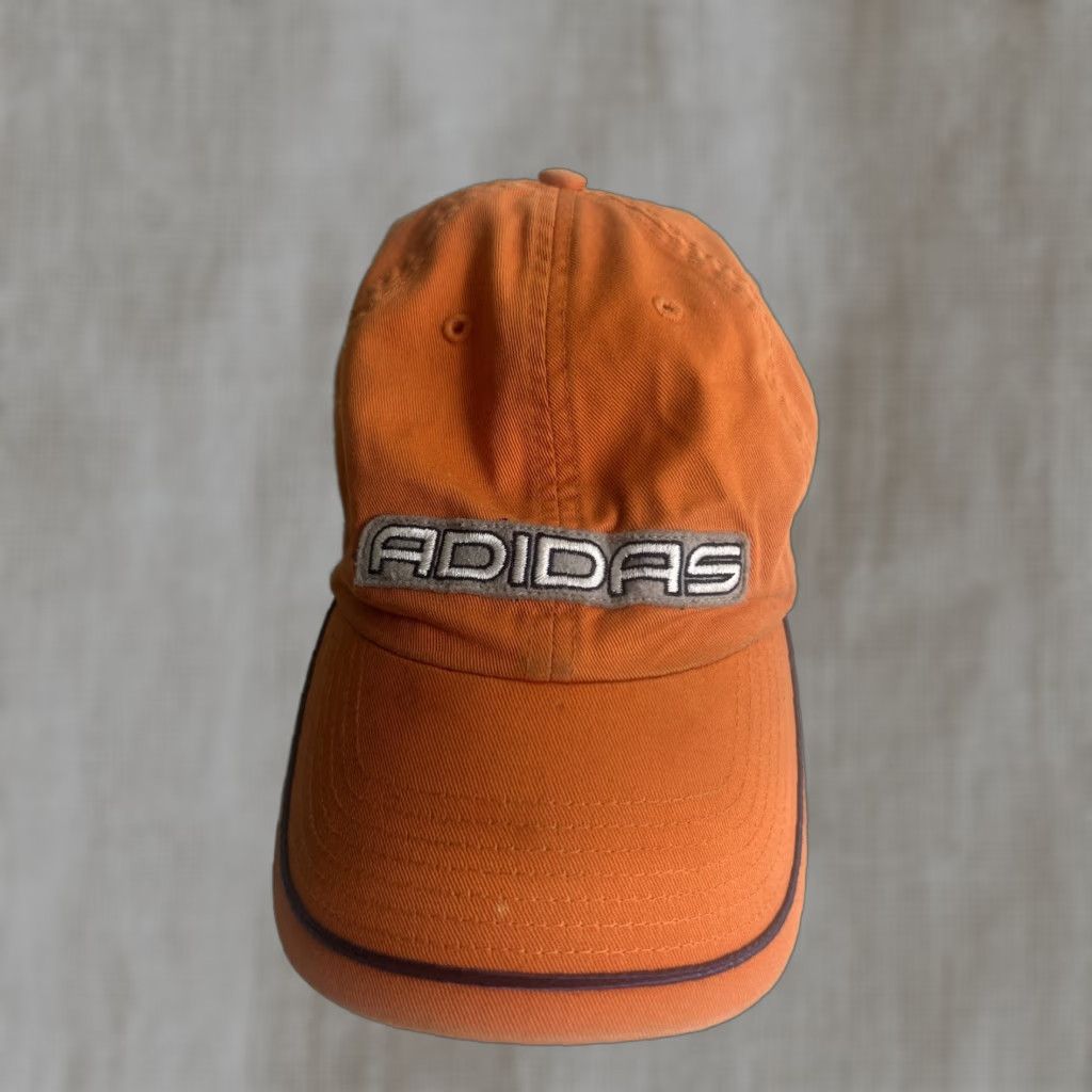 Adidas VINTAGE Adidas Orange Strap Back Baseball Hat Adjustable Men Adjustable Orange Baseball Cap Mens Size ONE SIZE - 1 Thumbnail