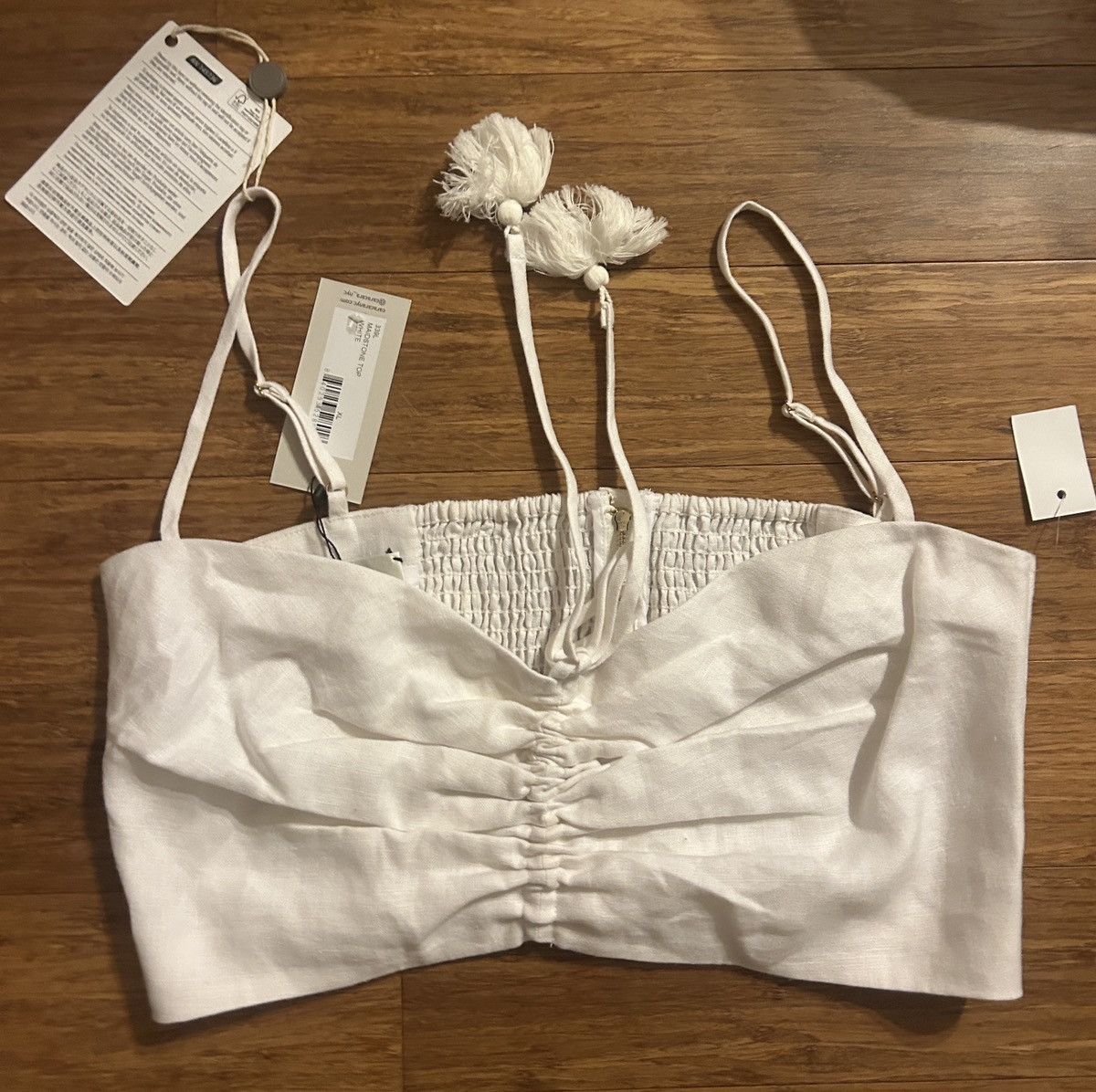 Other CARA CARA Maidstone cropped shirred 100% linen top Size XL / US 12-14 / IT 48-50 - 5 Thumbnail