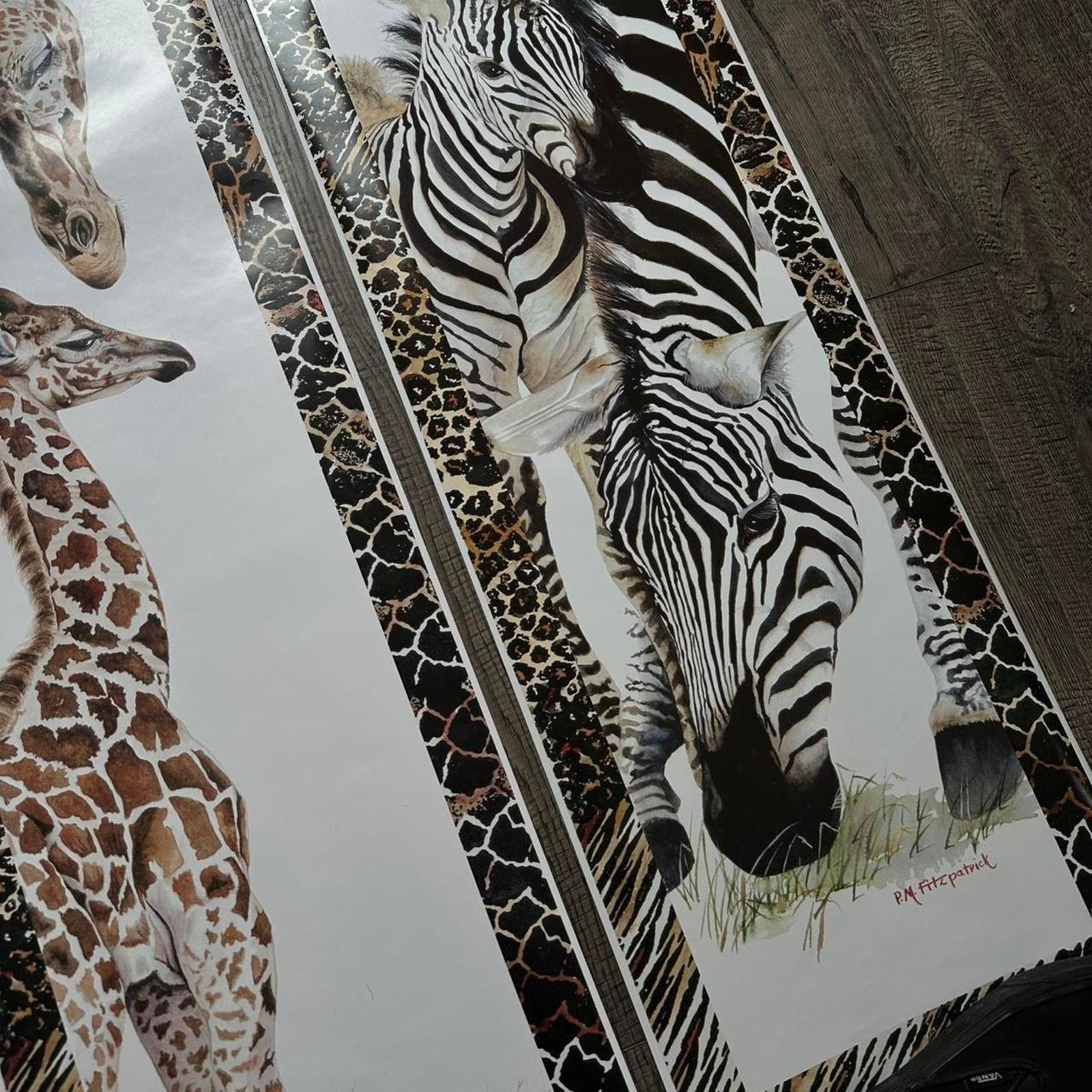 Vintage Vintage Giraffe Zebra Animal Wildlife Safari Nature Poster Size ONE SIZE - 2 Thumbnail