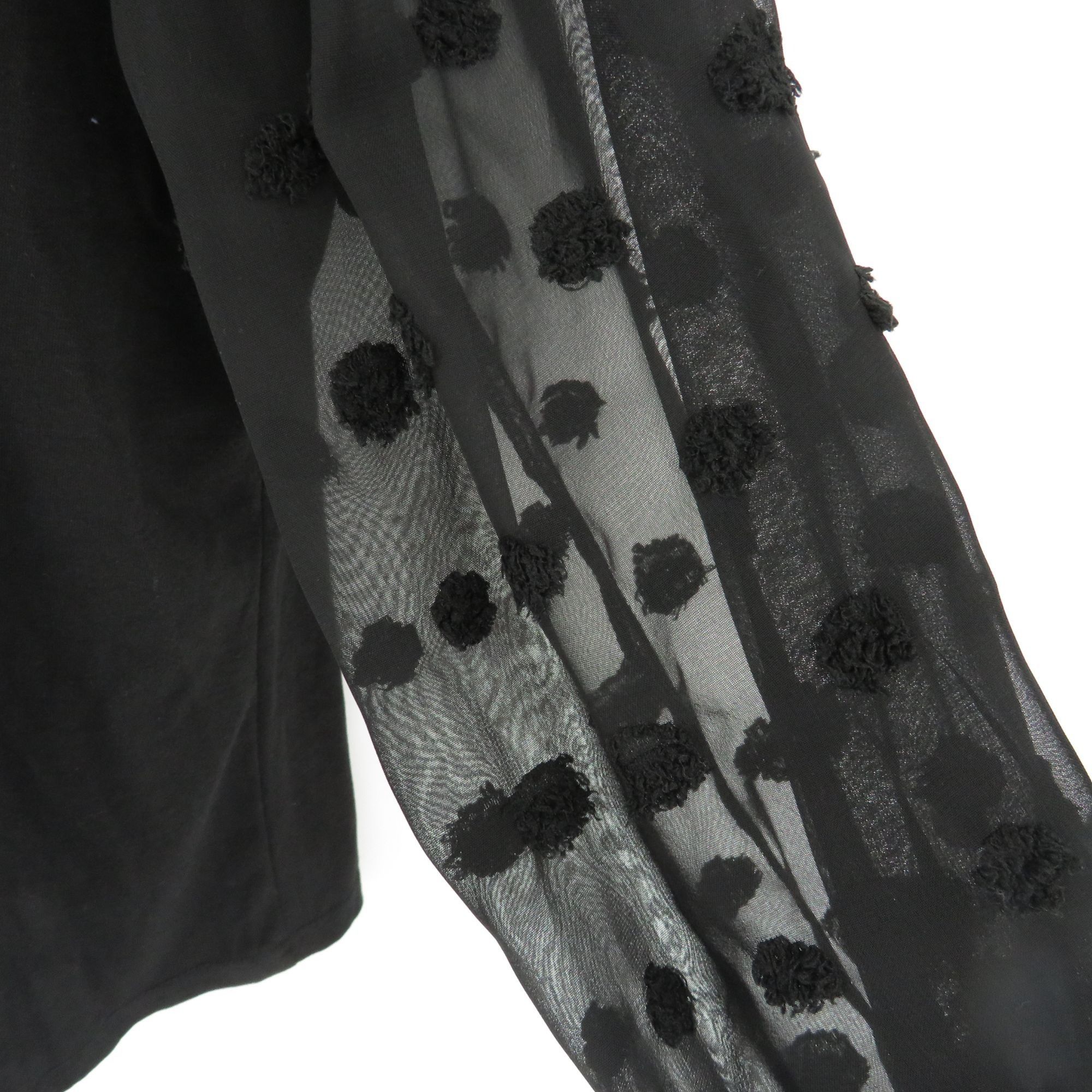 Other Black Sheer Sleeve Blouse With Polka Dot Detail & V-Neck XL Size XL / US 12-14 / IT 48-50 - 4 Thumbnail