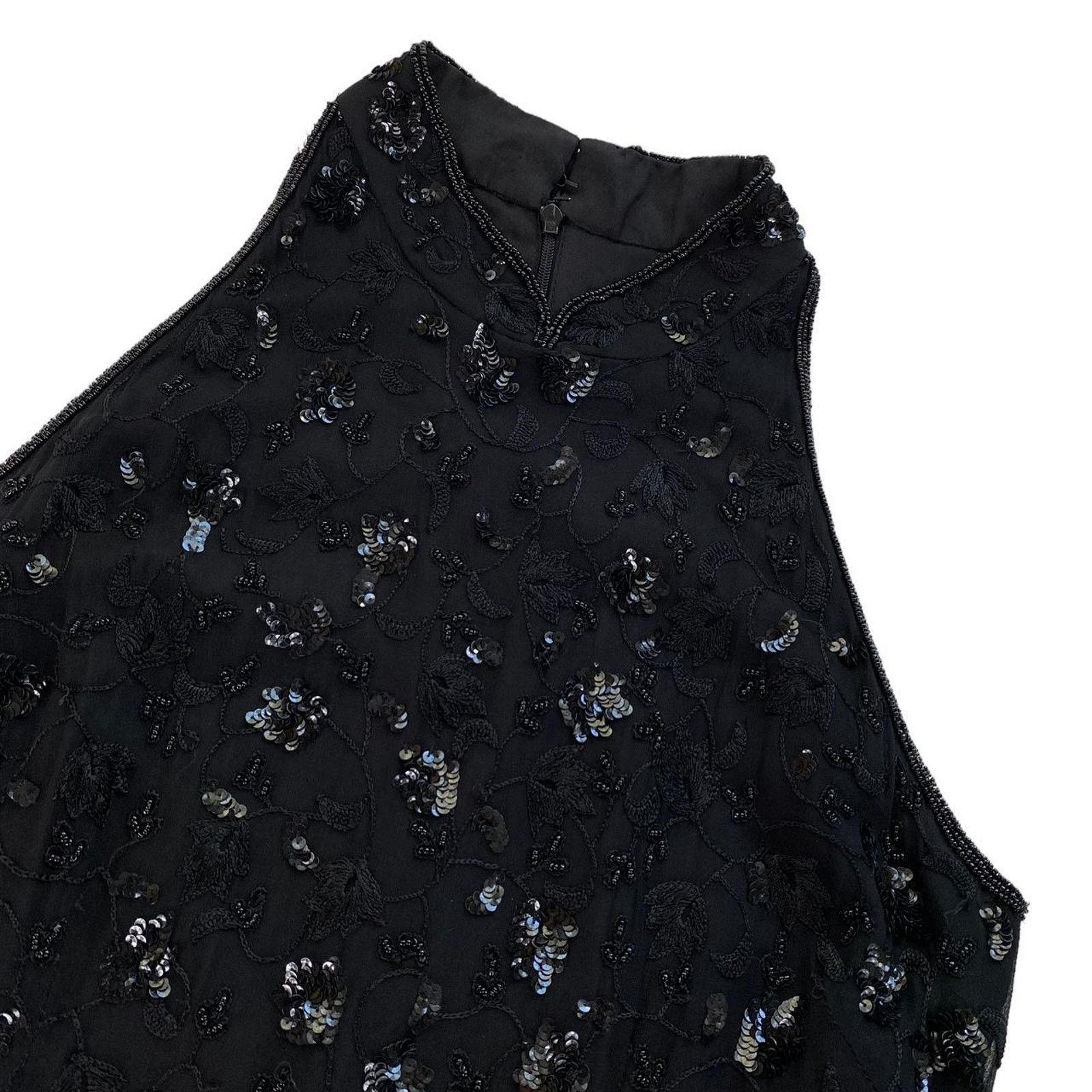 Other Black Floral Embroidered Beaded Silk Mini Halter Dress Size M / US 6-8 / IT 42-44 - 4 Thumbnail