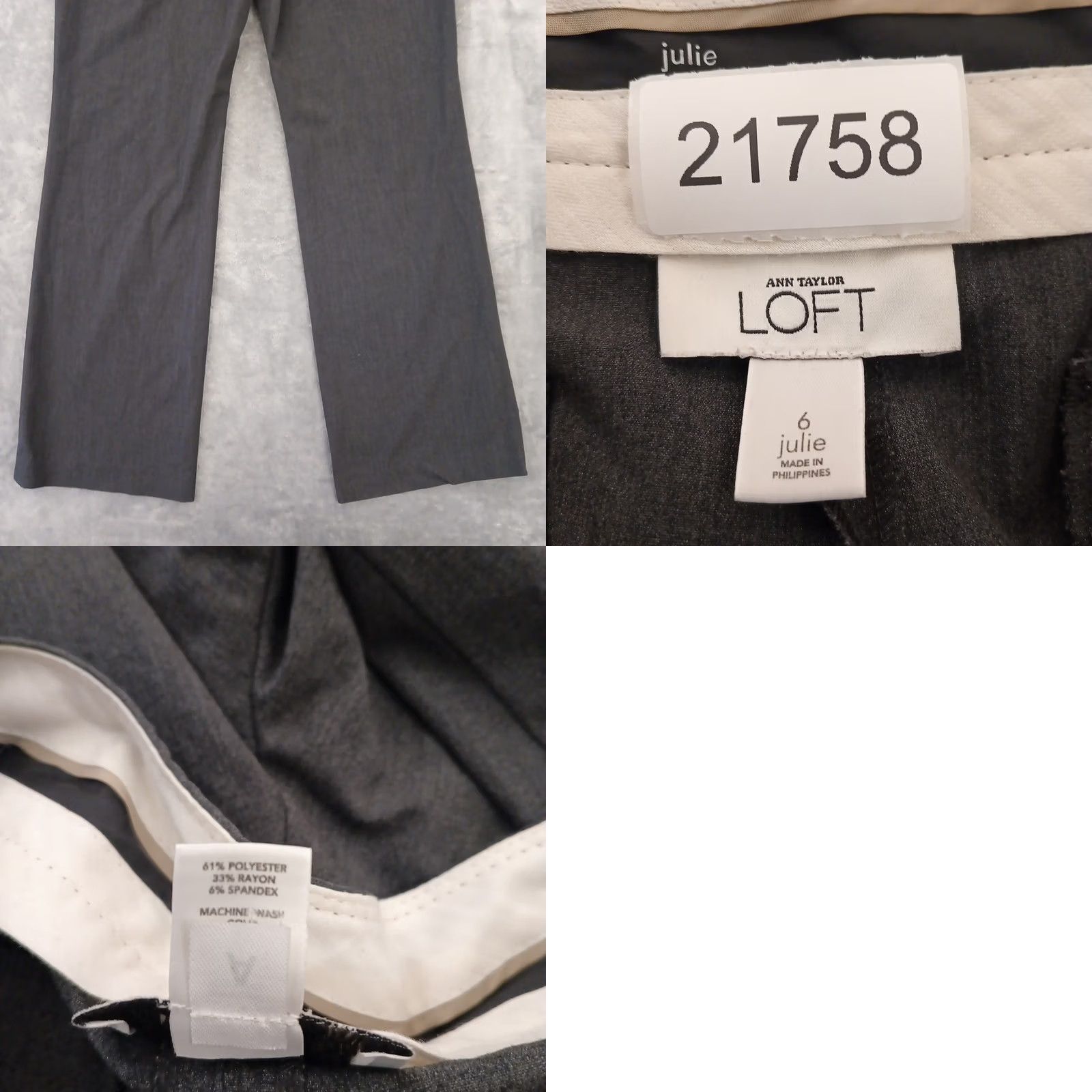 Ann Taylor Ann Taylor Loft Julie Dress Pants Womens Size 6 Gray Bootcut 30x31 Mid Rise Pants Women Size 28" / US 6 / IT 42 - 8 Thumbnail