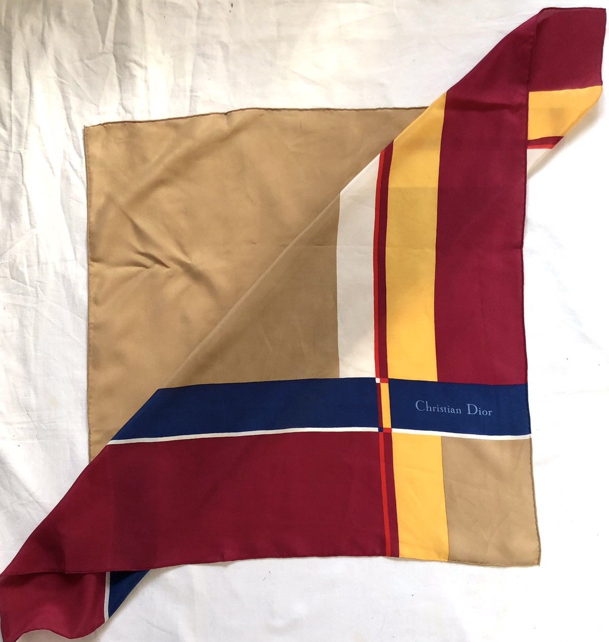 SikSilk × Vintage Christian Dior logo blue red geometric scarf Size ONE SIZE - 4 Thumbnail
