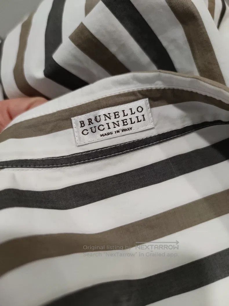 Brunello Cucinelli Brunello Cucinelli Striped Beaded Shirt Long Sleeve Raglan Size L / US 10 / IT 46 - 5 Thumbnail