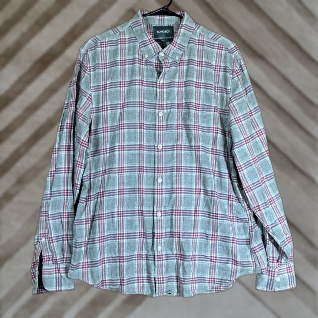 Bonobos Bonobos Shirt Mens Multicolored Plaid Standard Fit Button Down Stretch Large Size US L / EU 52-54 / 3 - 1 Thumbnail