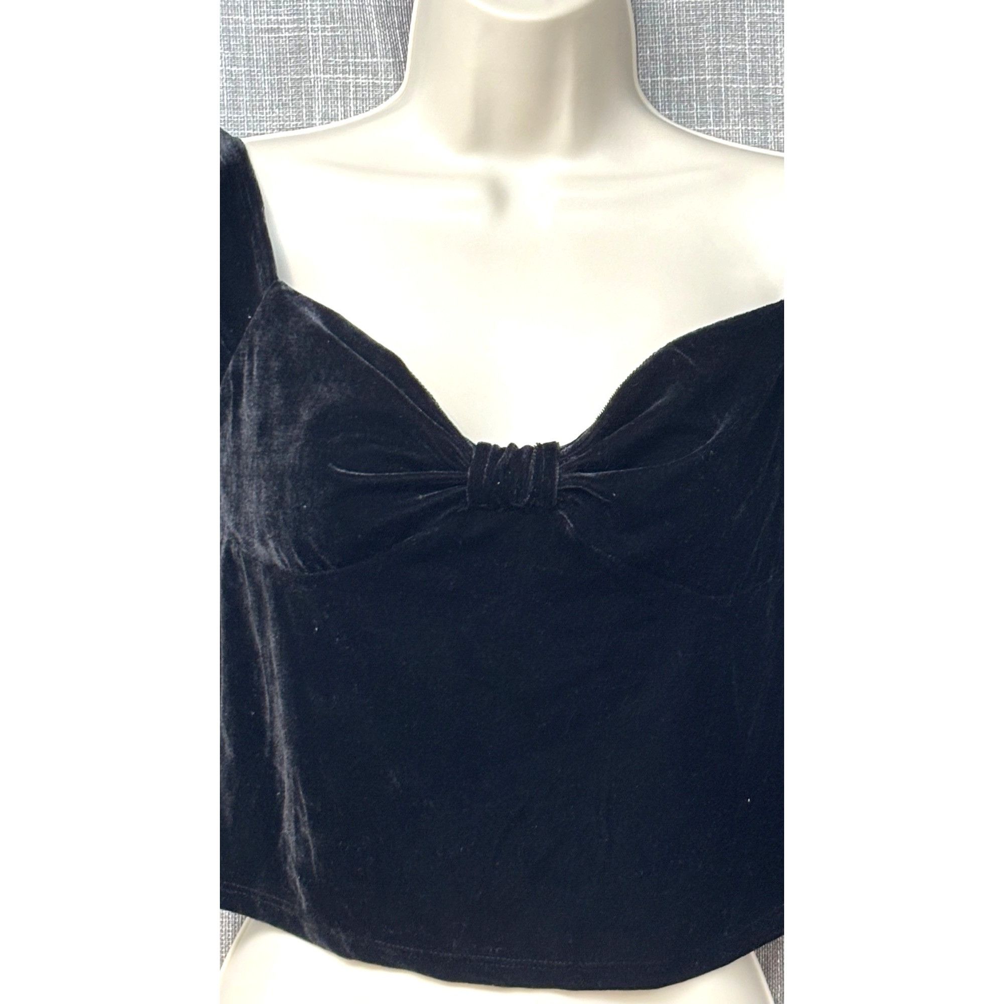 Other Sincerely Jules Velvet Off-Shoulder Cropped Top With Bow Det Size L / US 10 / IT 46 - 5 Thumbnail