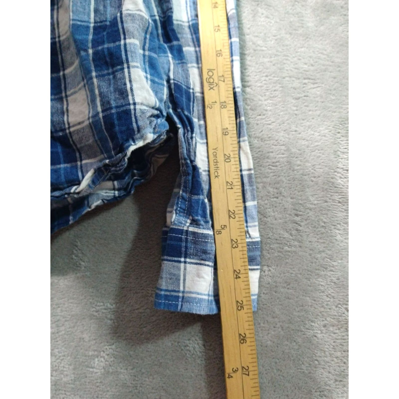 Lucky Brand Lucky Brand Shirt Mens Large Blue Plaid Linen California Fit Button Up Long Sleeve Collared - Navy/Blue - Casual Workwear Mens Size US L / EU 52-54 / 3 - 6 Thumbnail