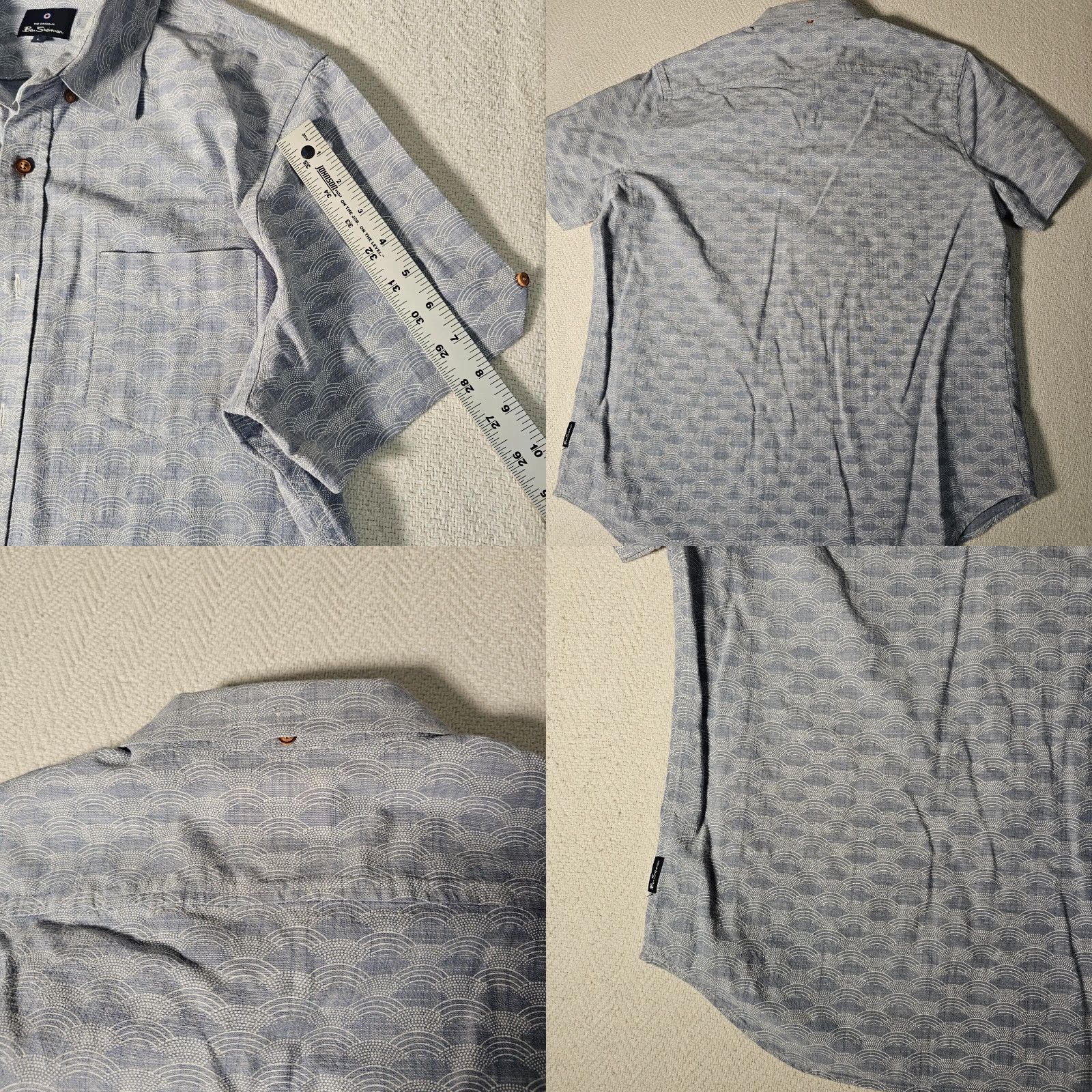 Ben Sherman Ben Sherman Men's Short Sleeve Button-Up Shirt L Blue Geometric Pattern Casual Summer Size US L / EU 52-54 / 3 - 8 Thumbnail