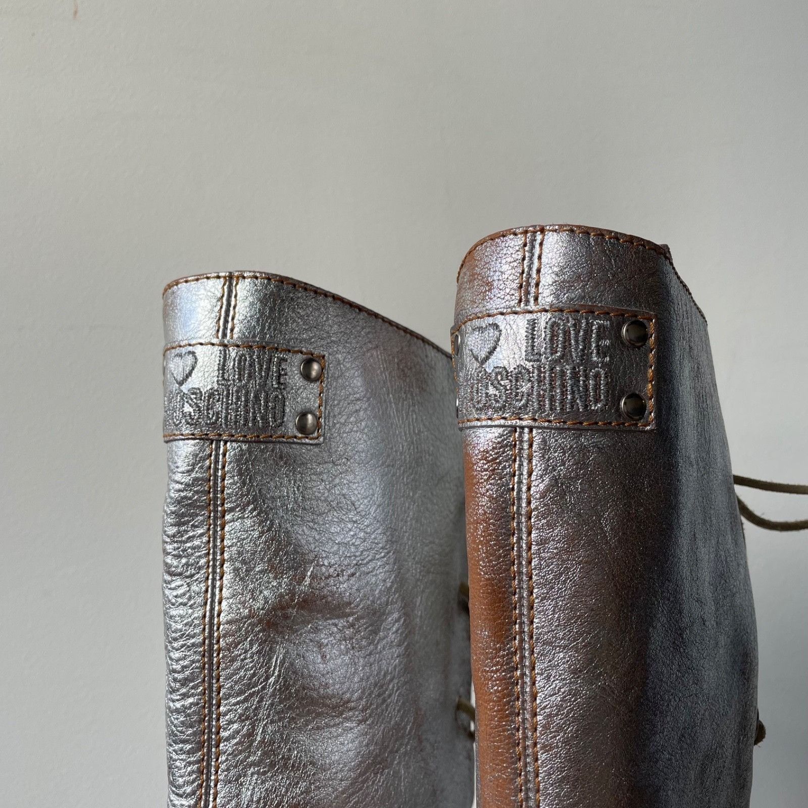 Love Moschino Love Moschino Leather Distressed Combat Boots 9666AC Size US 6.5 / IT 36.5 - 2 Thumbnail