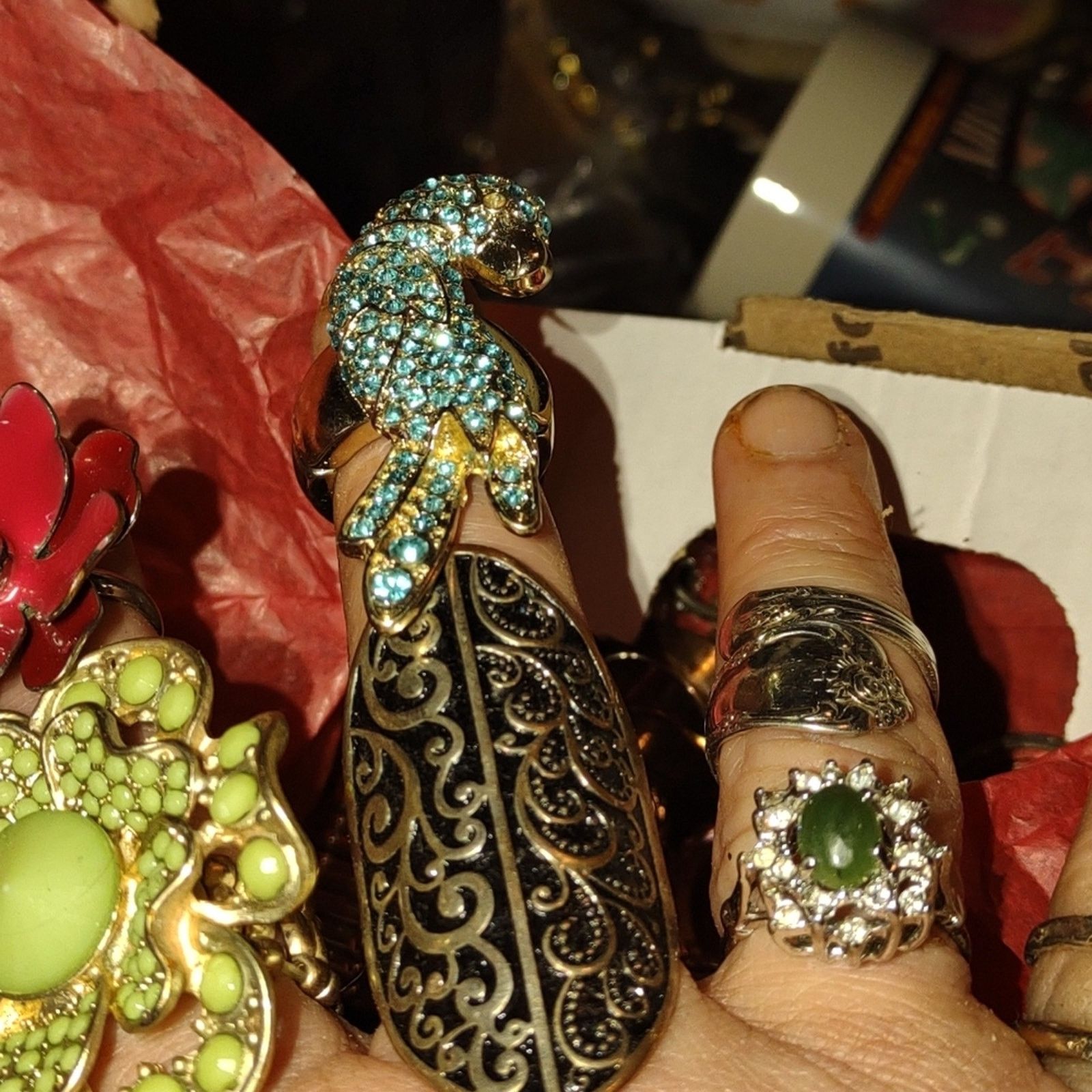 Vintage Four BEAUTIFUL Costume stretch Rings $15ea or all 4 for $40 Size ONE SIZE - 4 Thumbnail