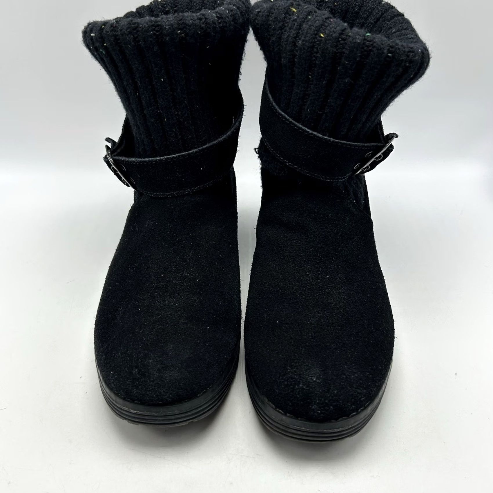 SKECHERS SKECHERS Boots Womens 7 Black Suede Sweater Ankle Pull On Cozy Casual Size M / US 6-8 / IT 42-44 - 4 Thumbnail