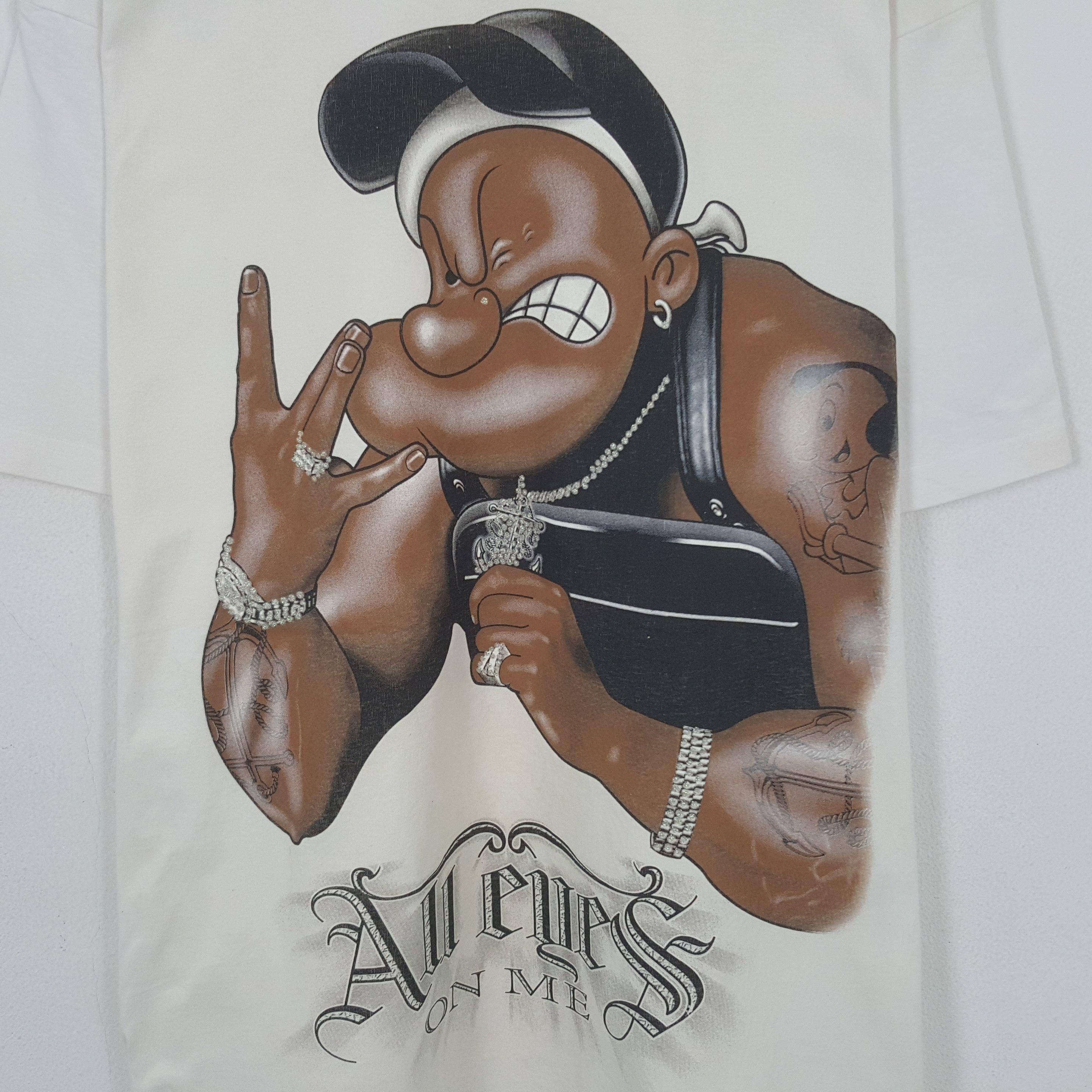 Rap Tees Vintage Popeye American Rap Cartoon Style Tshirt Size US XXL / EU 58 / 5 - 2 Thumbnail