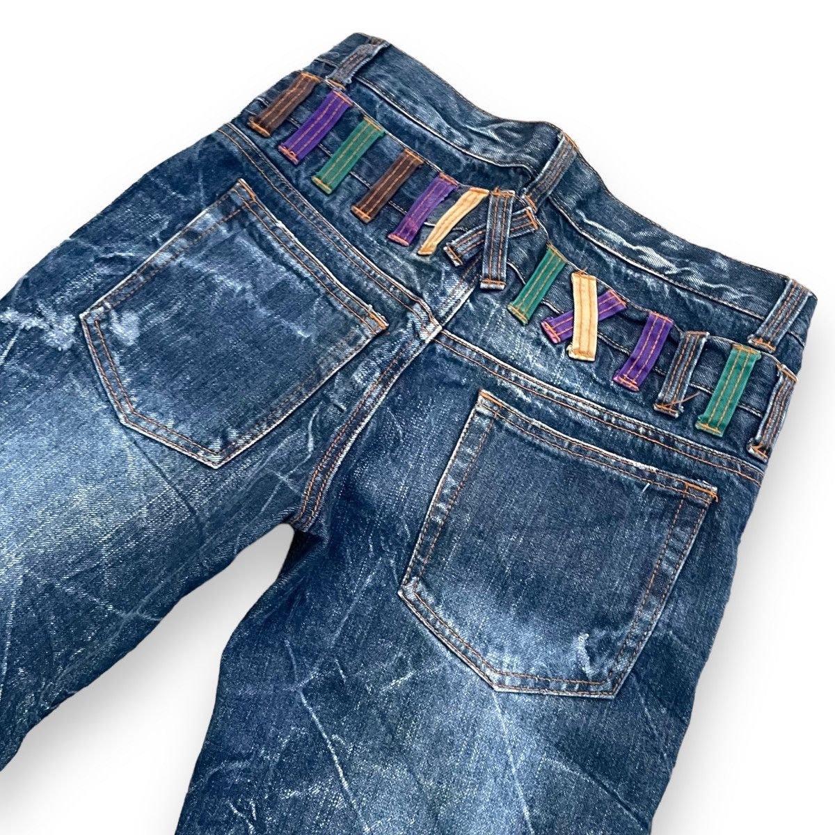 If Six Was Nine × Japanese Brand × Le Grande Bleu (L.G.B.) 🇯🇵 NYLAUS DOUBLE WAIST WASHED DENIM PANTS Size US 30 / EU 46 - 6 Thumbnail