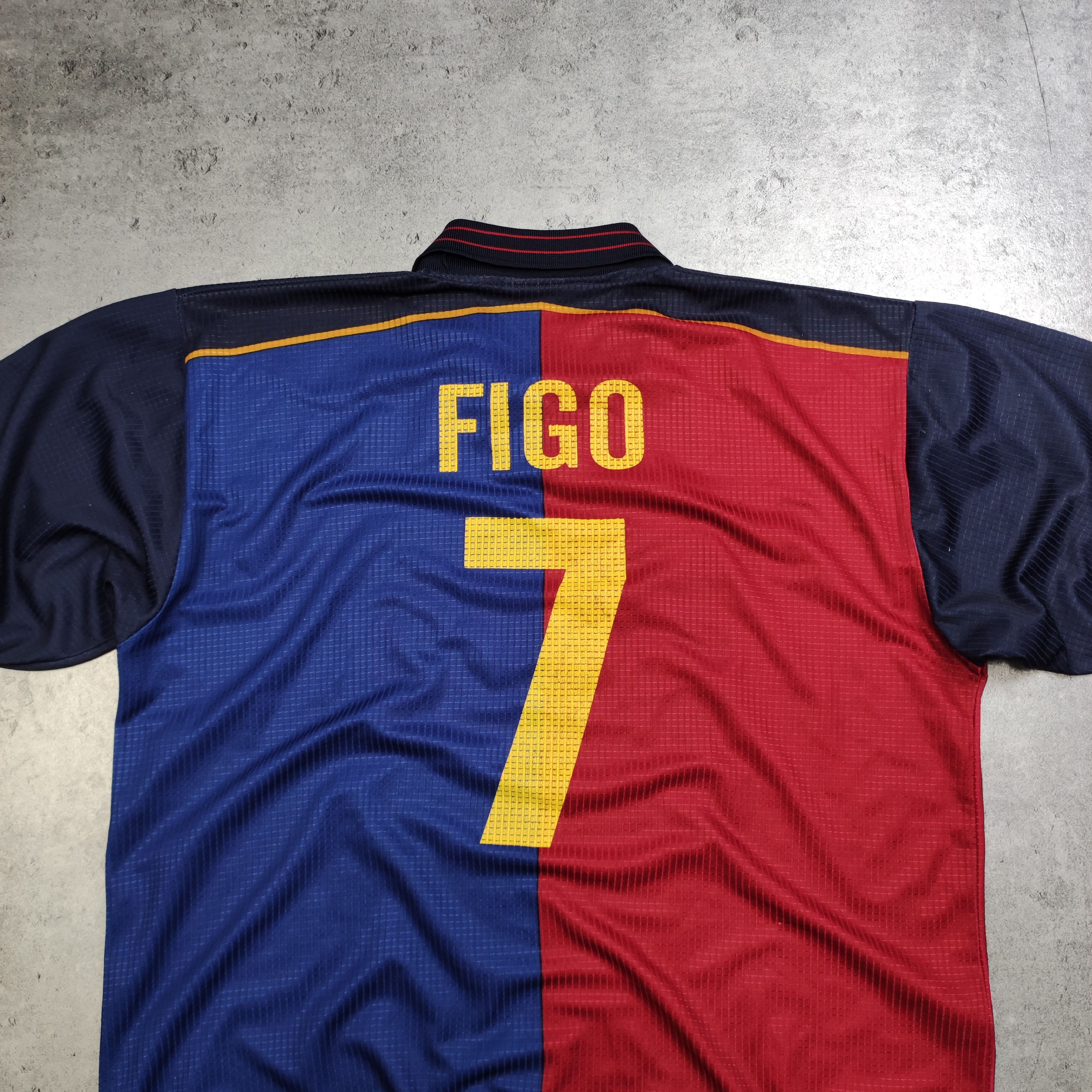 Vintage RARE FC Barcelona 1999 #7 Figo Rogers Offcial Football Kit Size US L / EU 52-54 / 3 - 12 Thumbnail