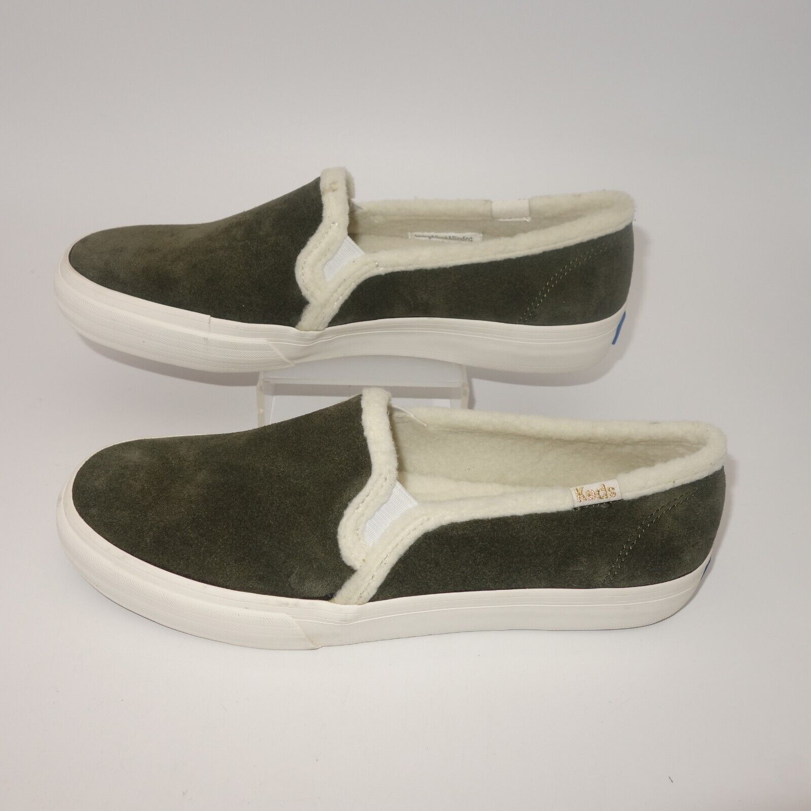 Keds NEW Keds Double Decker Suede Shearling Slip On Forest Olive Size US 5.5 / IT 35.5 - 1 Thumbnail