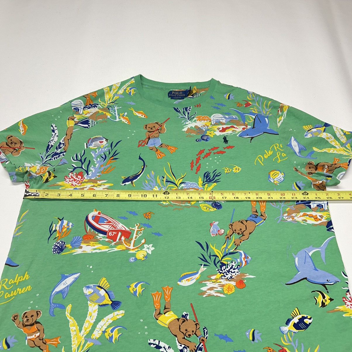 Polo Ralph Lauren Polo Ralph Lauren Tee Shirt Green Underwater Bear Fish Size US XXL / EU 58 / 5 - 18 Thumbnail