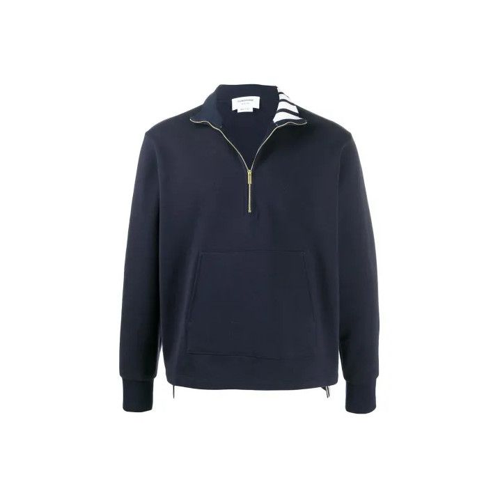 Thom Browne Blue Striped Half-Zip Sweatshirt
