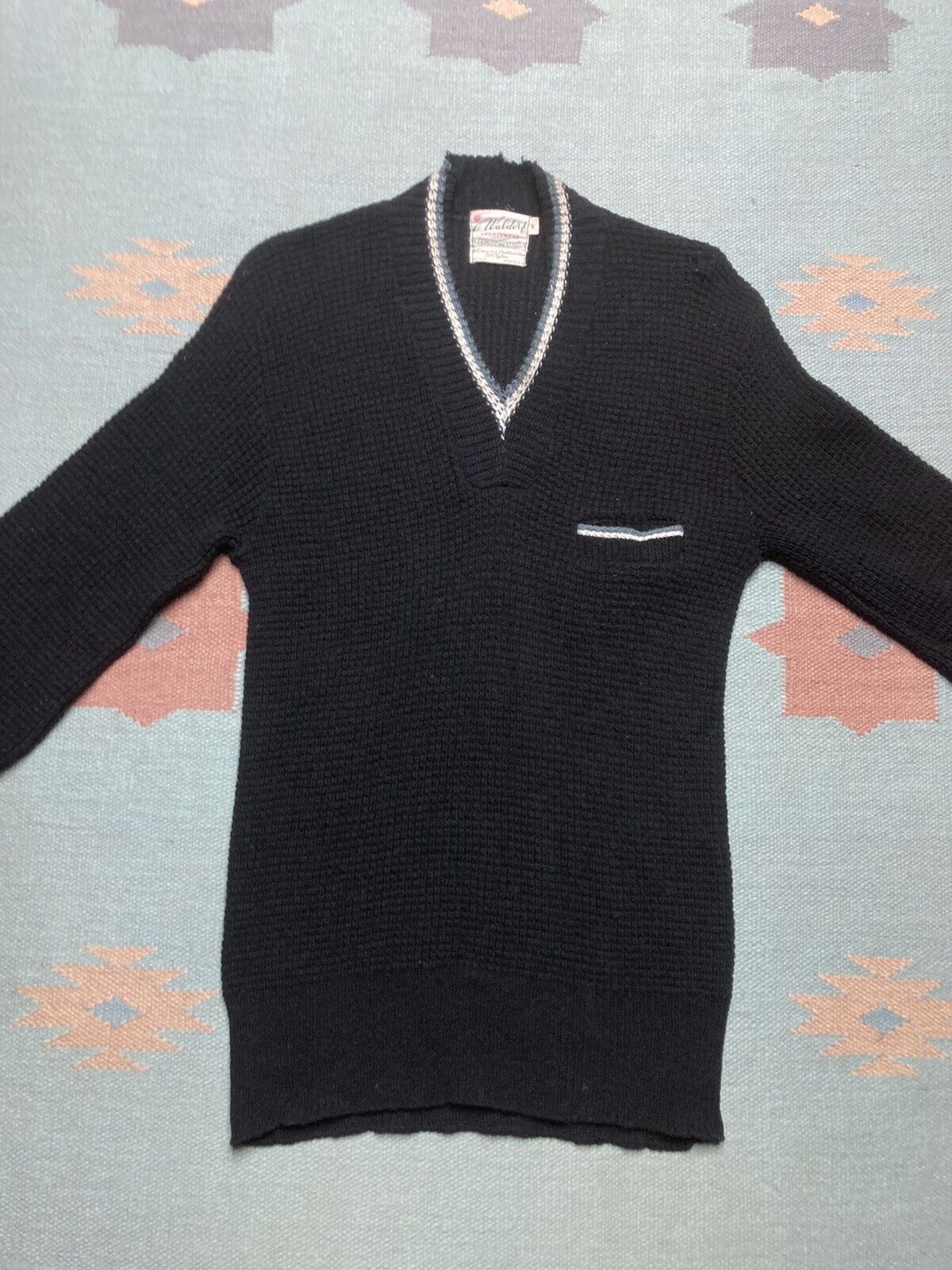 Vintage VTG 50s pullover sweater Shetland wool black Waldorf medium Size US M / EU 48-50 / 2 - 2 Thumbnail