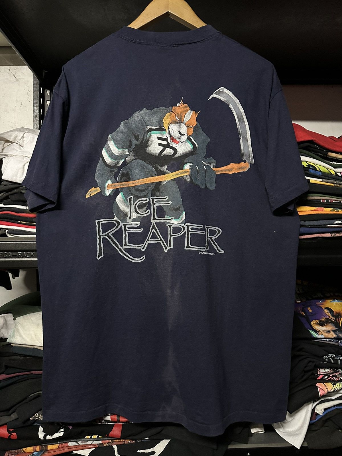 image of Top Dawg Entertainment x Vintage 90's Top Dawg Ice Reaper Sun Faded Tee in Blue, Men's (Size XL)