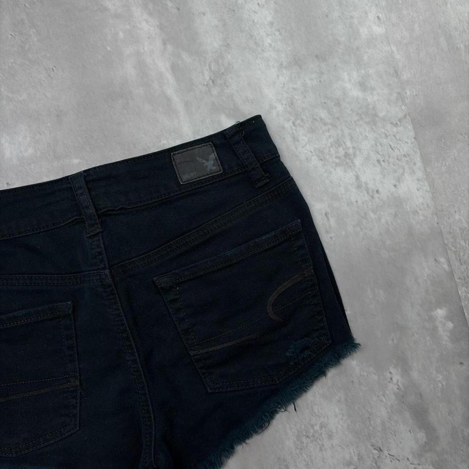 American Eagle Outfitters Y2K Black American Eagle Grunge Gothic Mini Denim Shorts Size 42" / US 20 - 3 Thumbnail