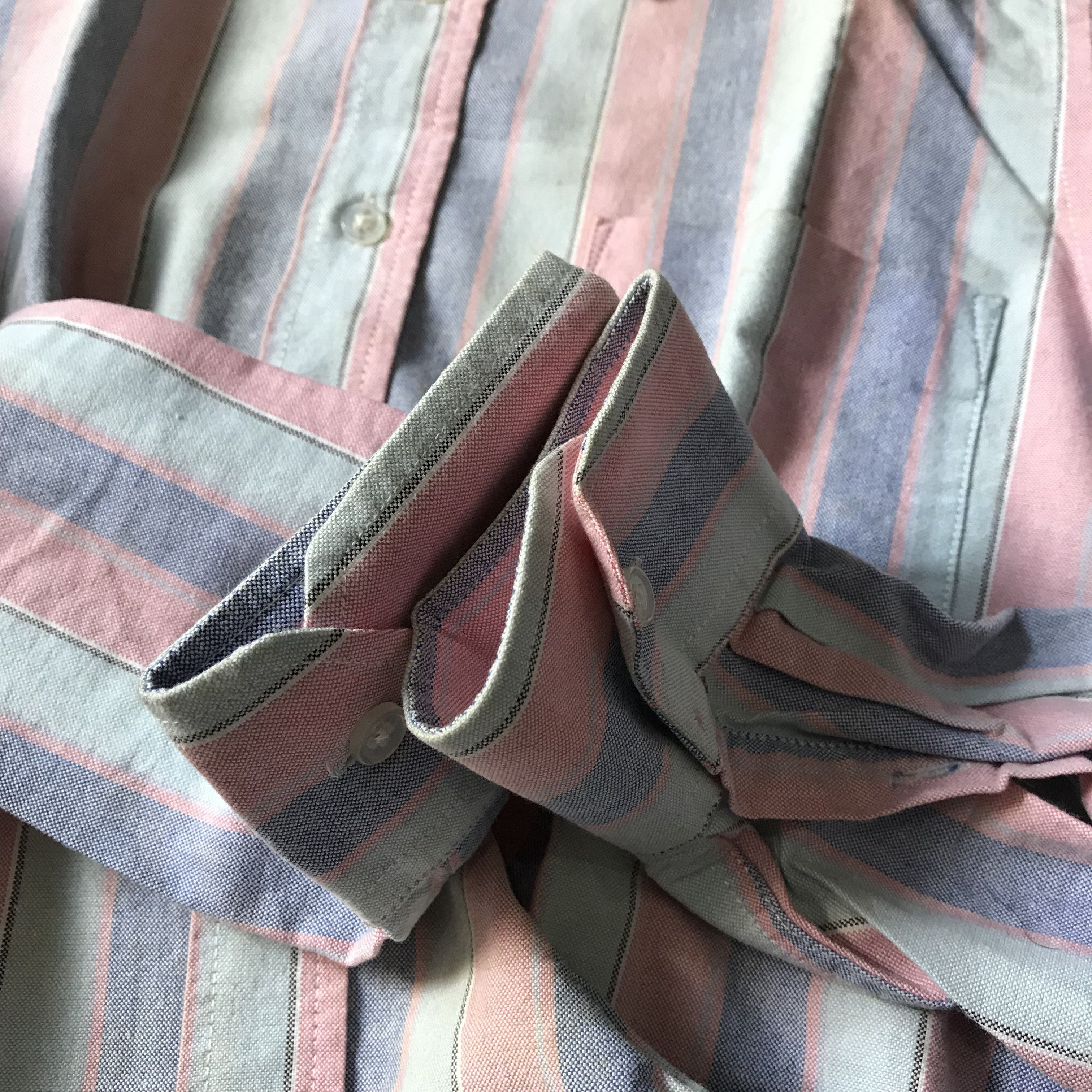 Designer × New England Shirt Company × Vintage Mikkel Rude OXFORD Candy stripes wine with thin navy white Size US M / EU 48-50 / 2 - 10 Thumbnail