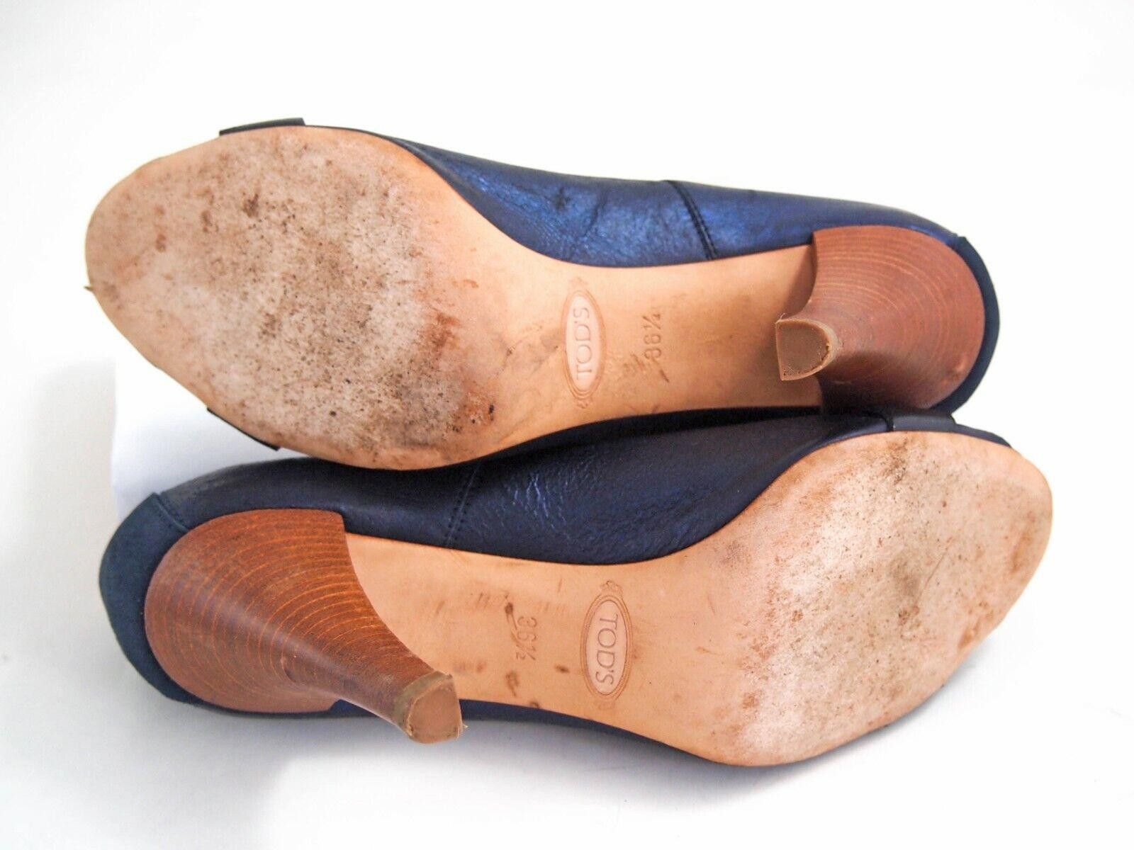 Tod's Tod's Peep Toe Heels Blue Leather Womens 6.5 EU 36.5 Size US 6.5 / IT 36.5 - 8 Thumbnail