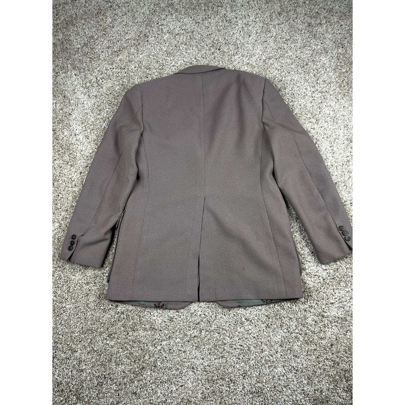 Sears VINTAGE Sears Mens Blazer Jacket 39 R Gray 2 Button Pockets Notch Lapel Single-Breasted Three-Button Vintage 70s Mens Coat Size 40R - 4 Thumbnail