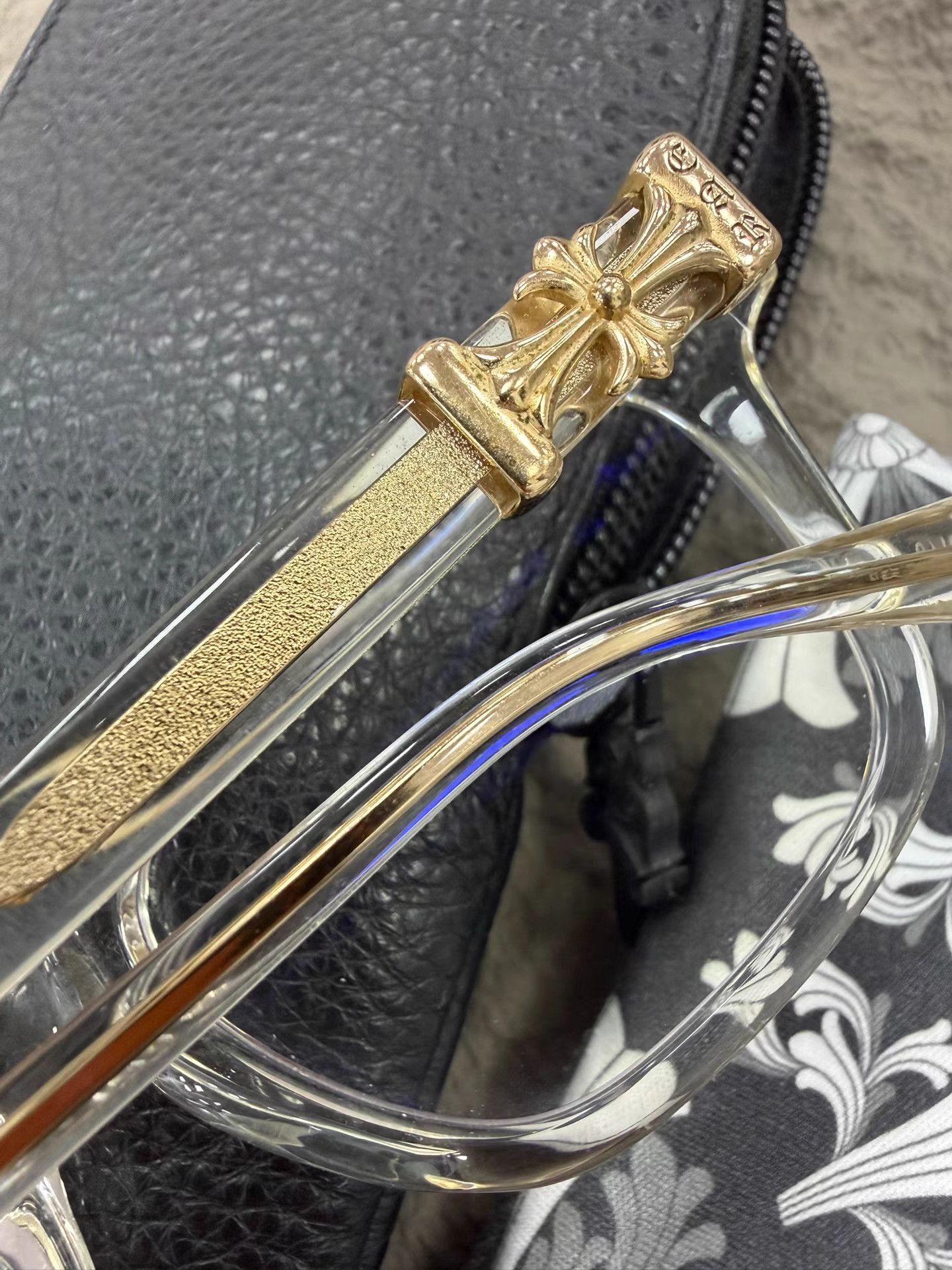 Chrome Hearts Chrome Hearts Gold Cross Clear Glasses CH Size ONE SIZE - 7 Thumbnail