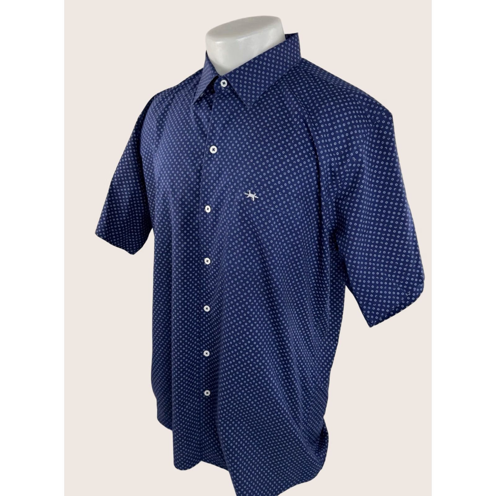 Vintage Texas Standard Geometric Shirt Mens XXL Blue Button-Up Short Sleeve 2XL Modern Casual Size US XXL / EU 58 / 5 - 1 Thumbnail