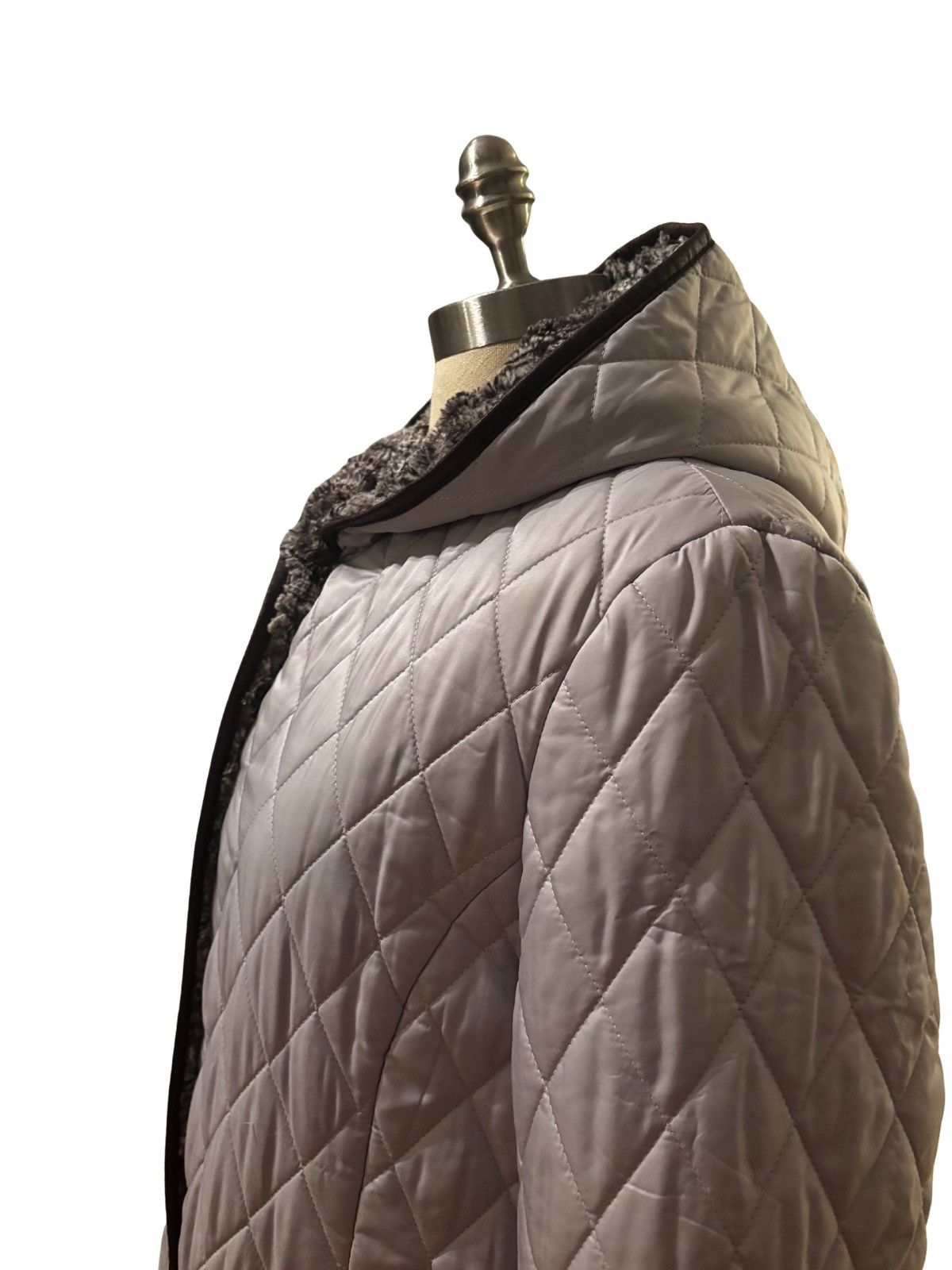 Other Women’s light gray quilt Coat with hoodie.wj1412 Size XL / US 12-14 / IT 48-50 - 3 Thumbnail